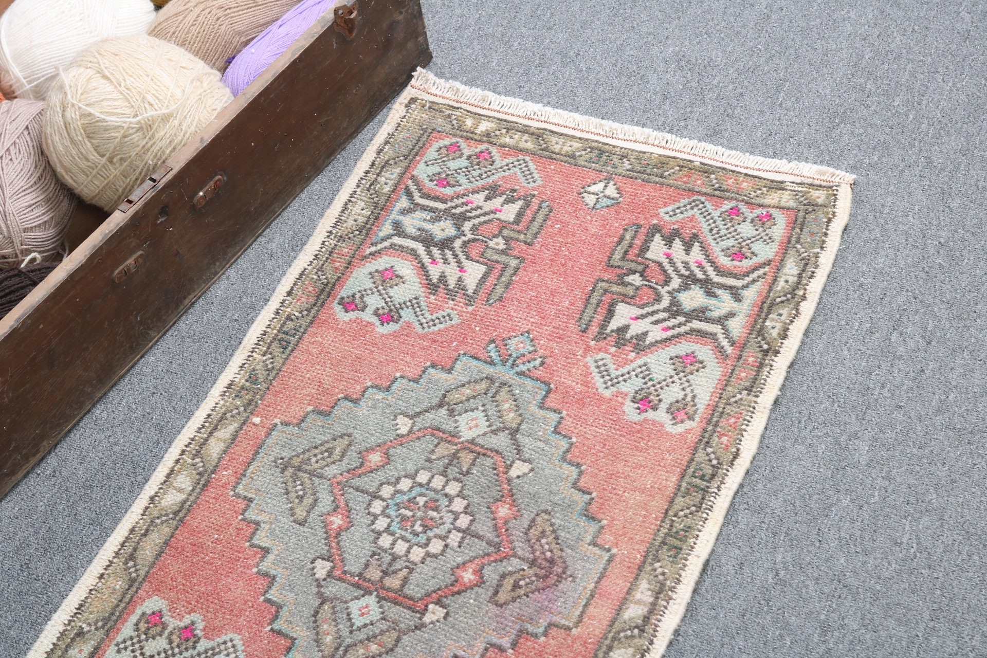 Neutral Rug, Wall Hanging Rug, Bathroom Rug, Red Floor Rugs, Rugs for Bedroom, 1.5x3 ft Small Rug, Vintage Rug, Turkish Rug, Handwoven Rug