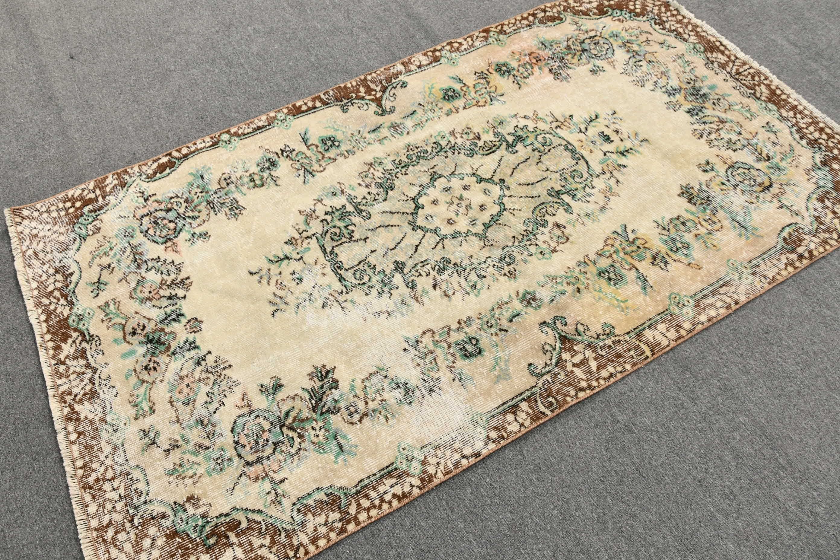 3.7x6.7 ft Area Rug, Floor Rug, Vintage Rug, Bedroom Rugs, Beige Cool Rugs, Turkish Rugs, Rugs for Kitchen, Decorative Rugs