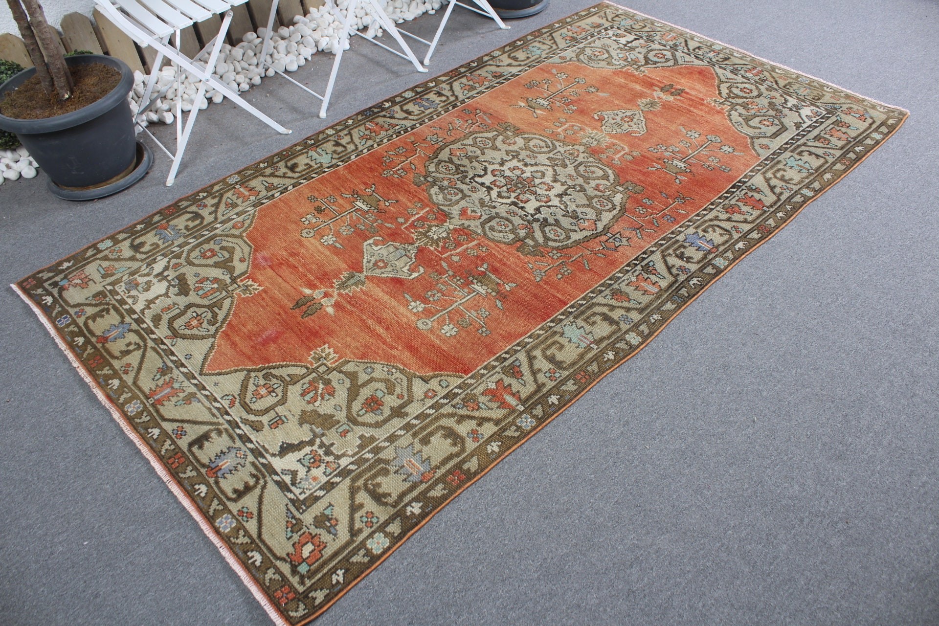 Floor Rug, Turkish Rug, Turkey Rug, Bedroom Rug, Red Home Decor Rug, Moroccan Rugs, 4.3x7.9 ft Area Rug, Vintage Rug, Rugs for Dining Room