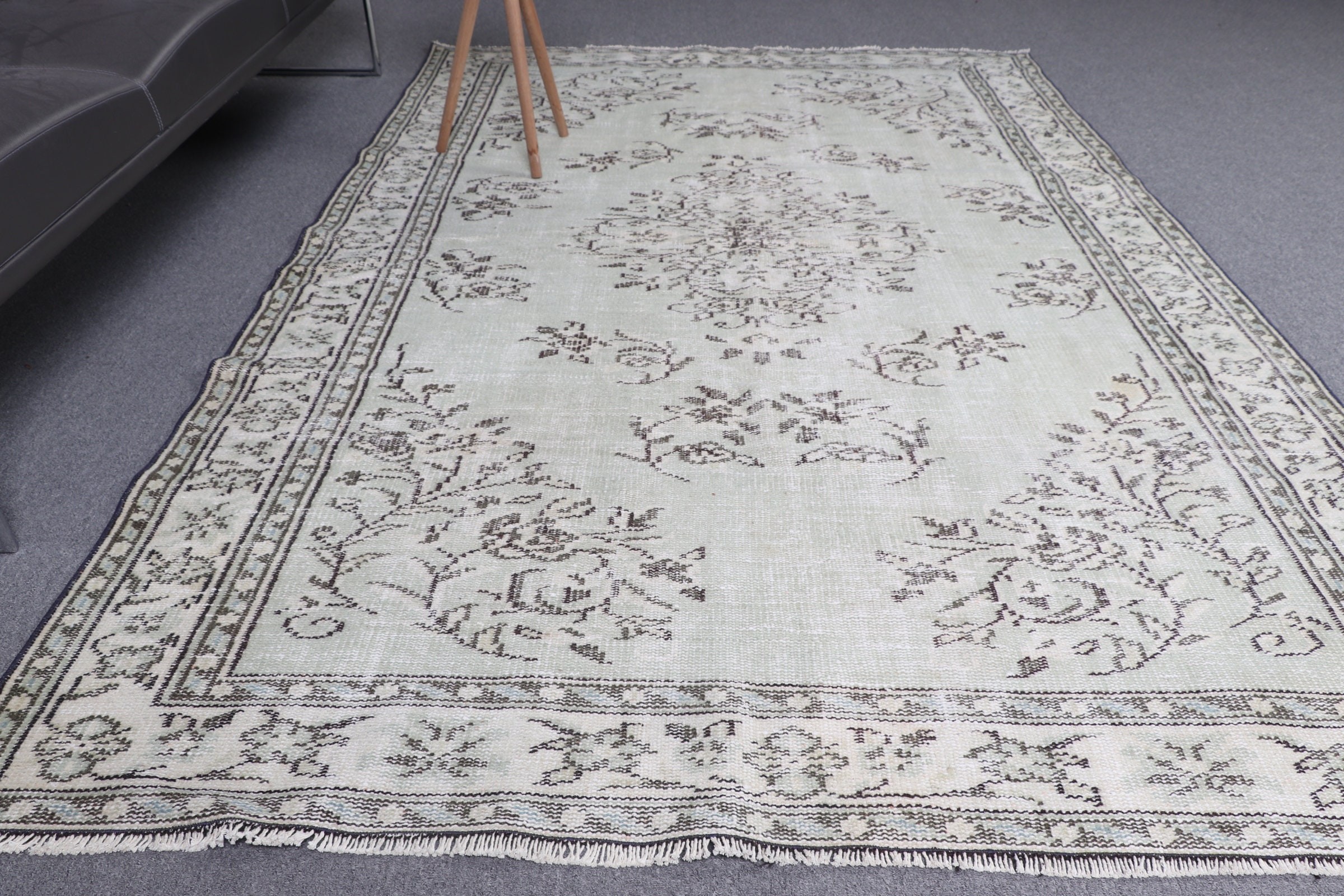 Yeşil Fas Halısı, 5.5x8.7 ft Büyük Halı, Vintage Halı, Türk Halısı, Yatak Odası Halıları, Yemek Odası Halıları, Anadolu Halısı, Oturma Odası Halıları