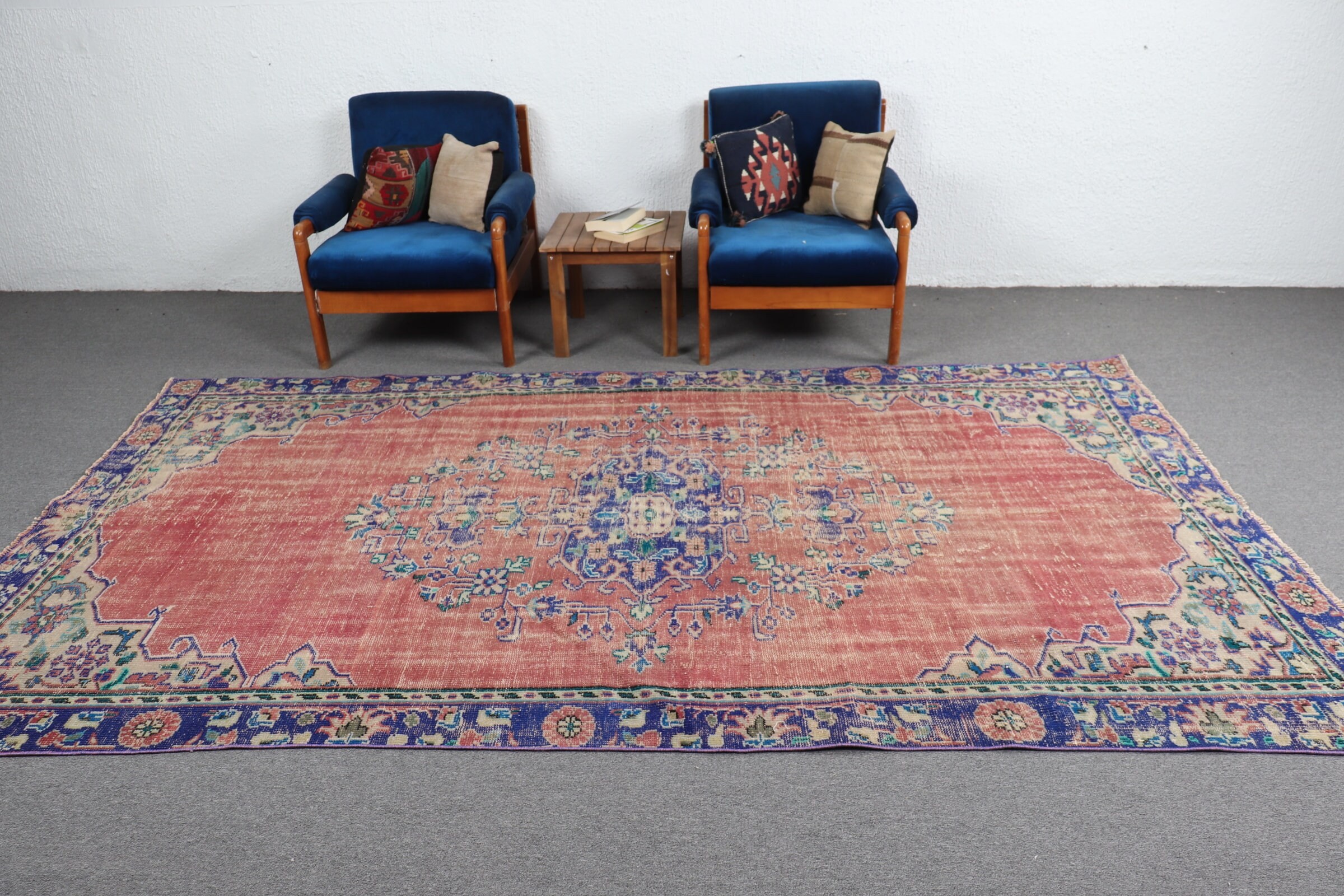 Living Room Rug, Turkish Rugs, Oriental Rug, 6.1x10.2 ft Large Rugs, Salon Rug, Ethnic Rug, Vintage Rugs, Kitchen Rug, Orange Bedroom Rugs