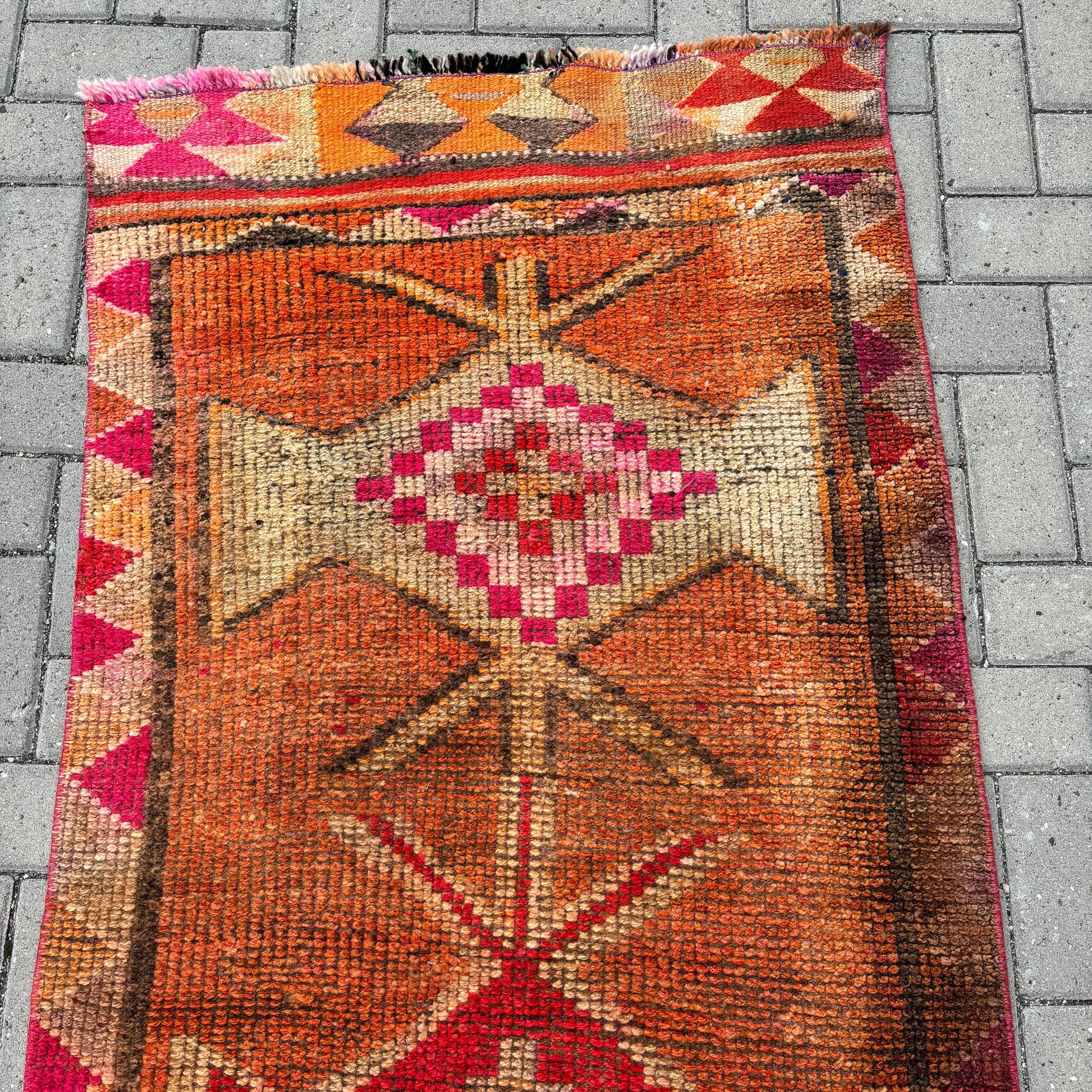 Turkish Rug, Stair Runner Rug Rugs, Bedroom Rugs, Anatolian Rug, Vintage Rug, 2.9x8.9 ft Runner Rug, Orange Bedroom Rug, Corridor Rugs