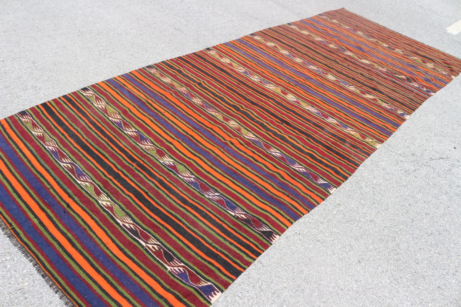 Vintage Rugs, Orange Oriental Rug, Rugs for Runner, Floor Rug, Cool Rug, 5.1x13.1 ft Runner Rug, Hallway Rug, Turkish Rugs, Stair Rug
