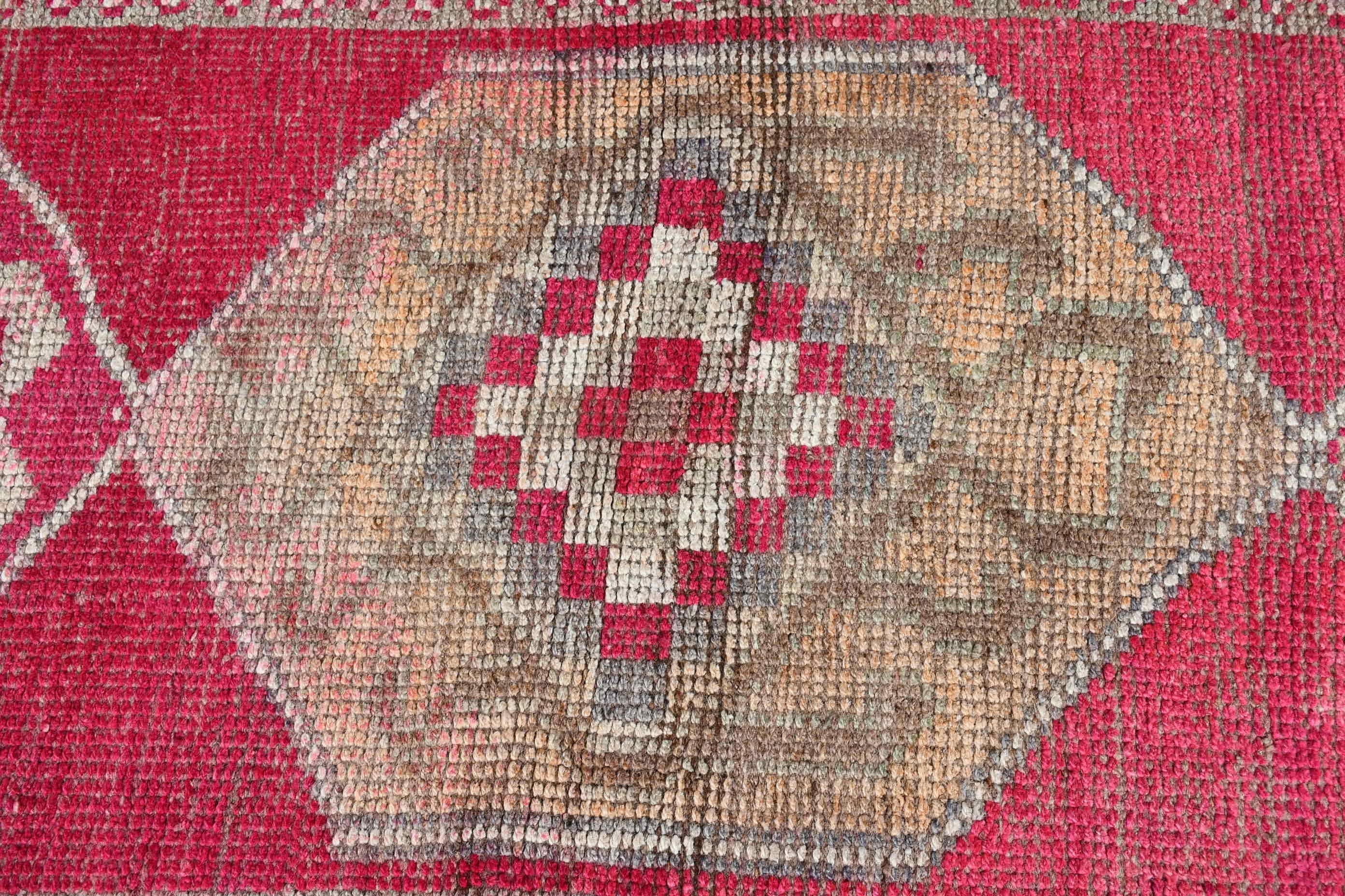 Mutfak Halısı, Türk Halısı, Oryantal Halı, Vintage Halılar, Yün Halı, Koridor Halısı, Pembe 2.6x9.4 ft Runner Halıları, Merdiven Halıları