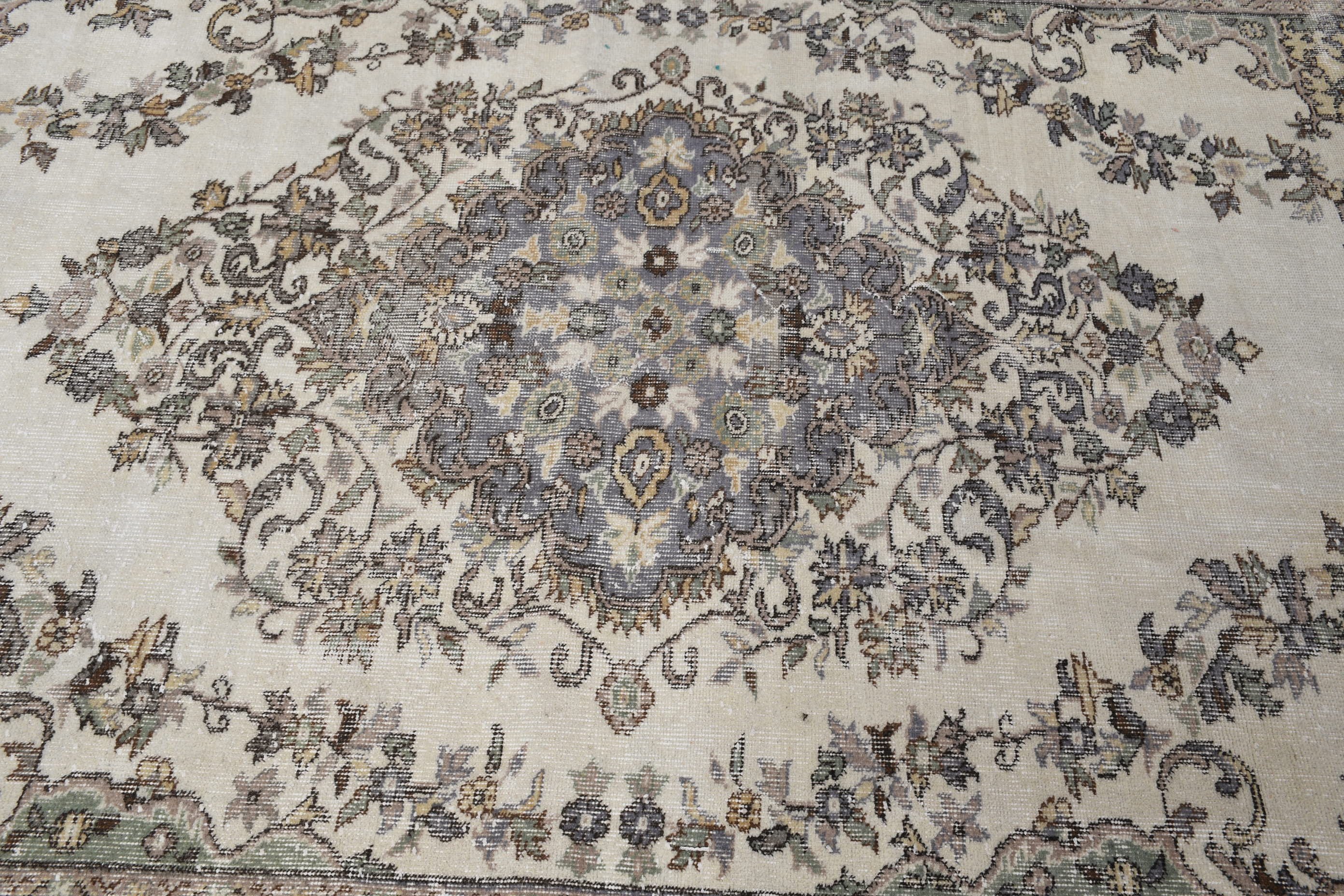 5,9x8,9 ft Büyük Halı, Vintage Halı, Yün Halılar, Mutfak Halısı, Bej Havalı Halılar, Salon Halıları, Yer Halısı, Eski Halı, Oturma Odası Halısı, Türk Halıları