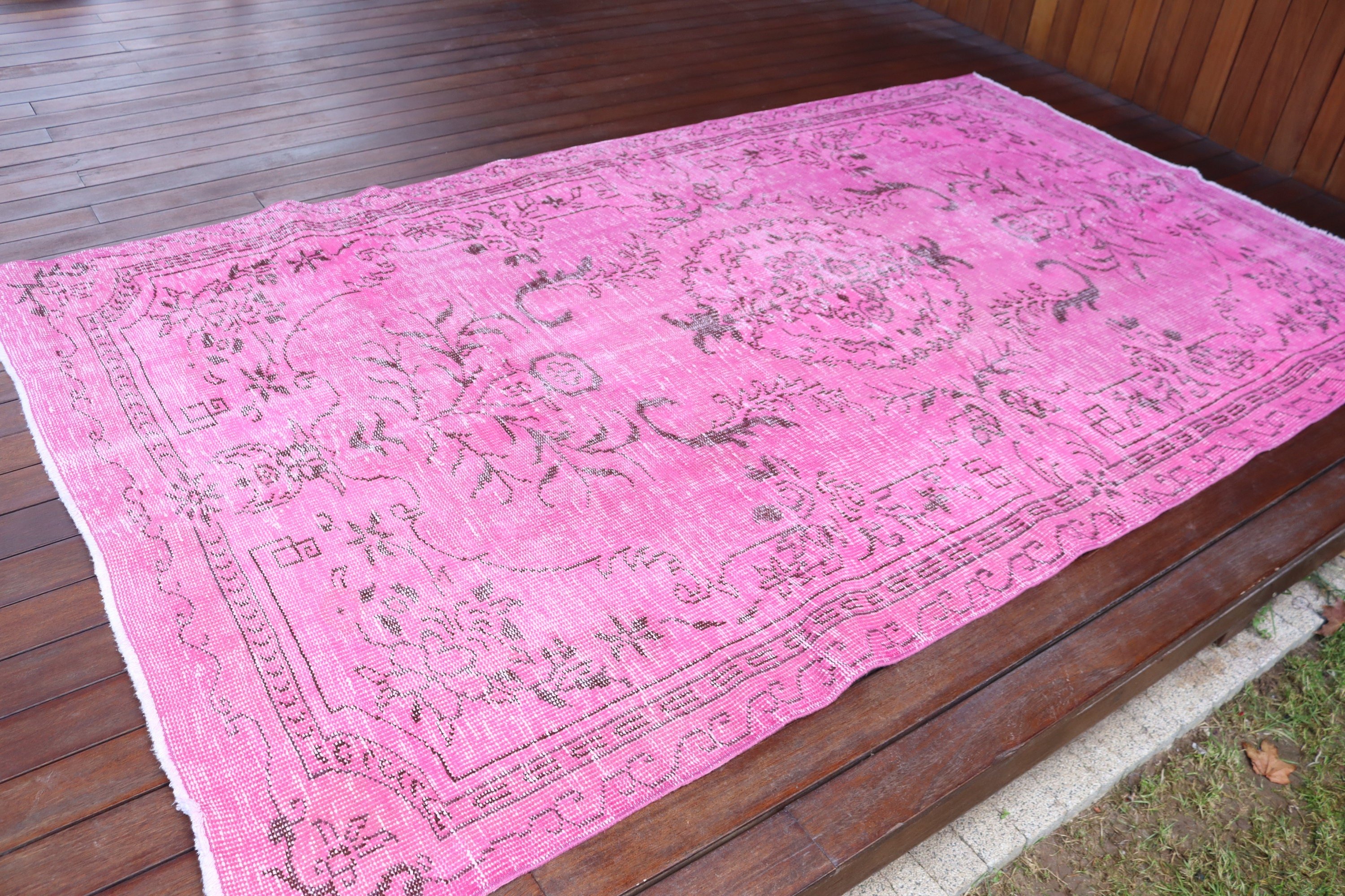 Vintage Halılar, Oryantal Halılar, Lüks Halı, Türk Halısı, Pembe Oushak Halıları, 5.2x8.8 ft Büyük Halı, Oturma Odası Halıları, Büyük Vintage Halılar