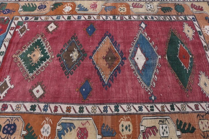Moroccan Rug, 6.1x8.2 ft Large Rugs, Floor Rug, Retro Rug, Vintage Rugs, Red Moroccan Rug, Turkish Rugs, Dining Room Rug, Bedroom Rugs