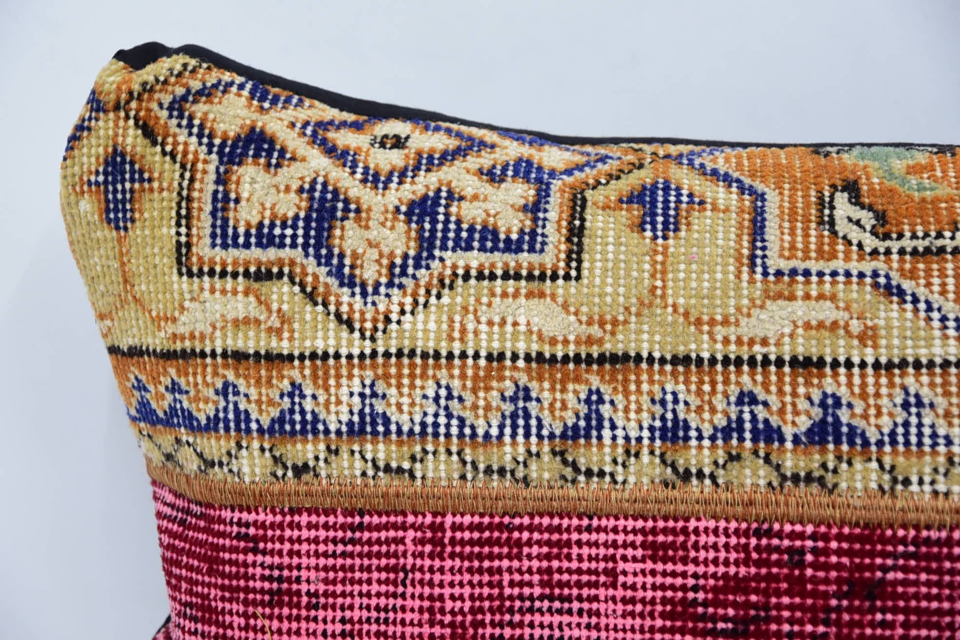 Authentic Pillow Sham, Vintage Kilim Throw Pillow, Pillow for Sofa, Kilim Cushion Sham, 16"x24" Beige Cushion Cover