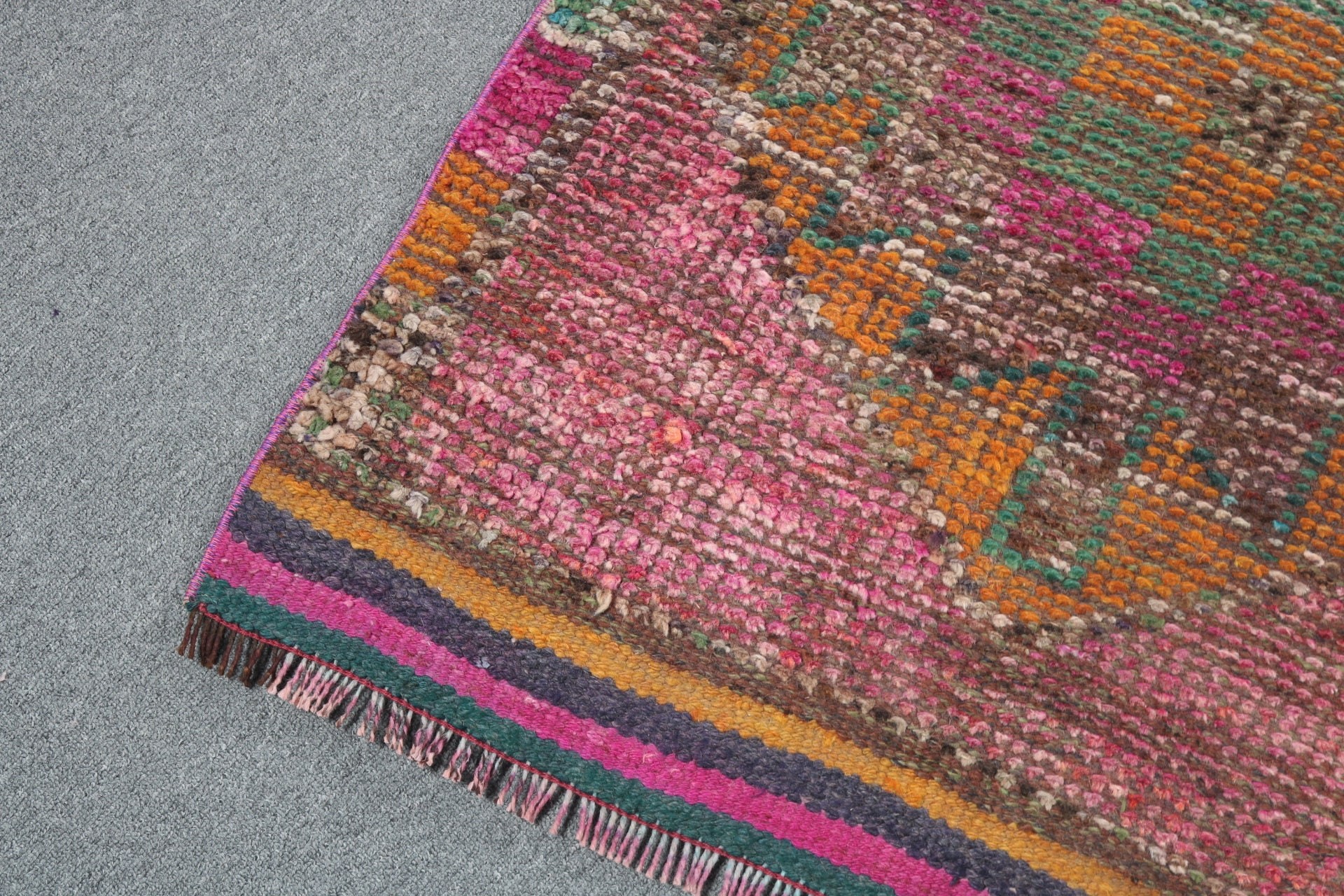 Hallway Rugs, Stair Rugs, Turkish Rugs, Purple Wool Rug, Geometric Rugs, Floor Rug, Anatolian Rug, Vintage Rug, 2.9x9.4 ft Runner Rugs