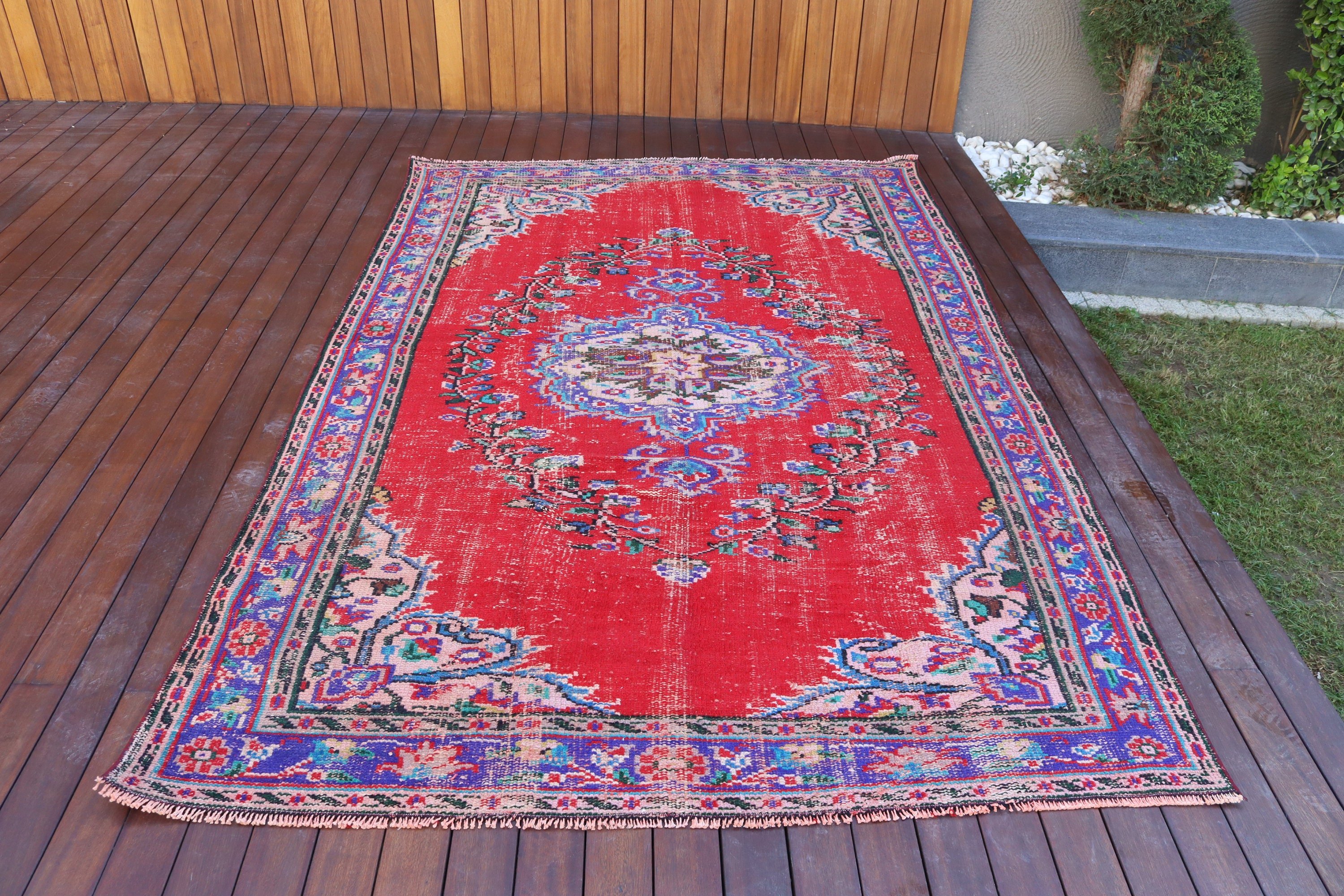 Büyük Boho Halı, 5.4x8.4 ft Büyük Halılar, Anadolu Halısı, Türk Halıları, Kırmızı Modern Halı, Vintage Halılar, Yatak Odası Halısı, Ev Dekor Halısı, Yer Halısı