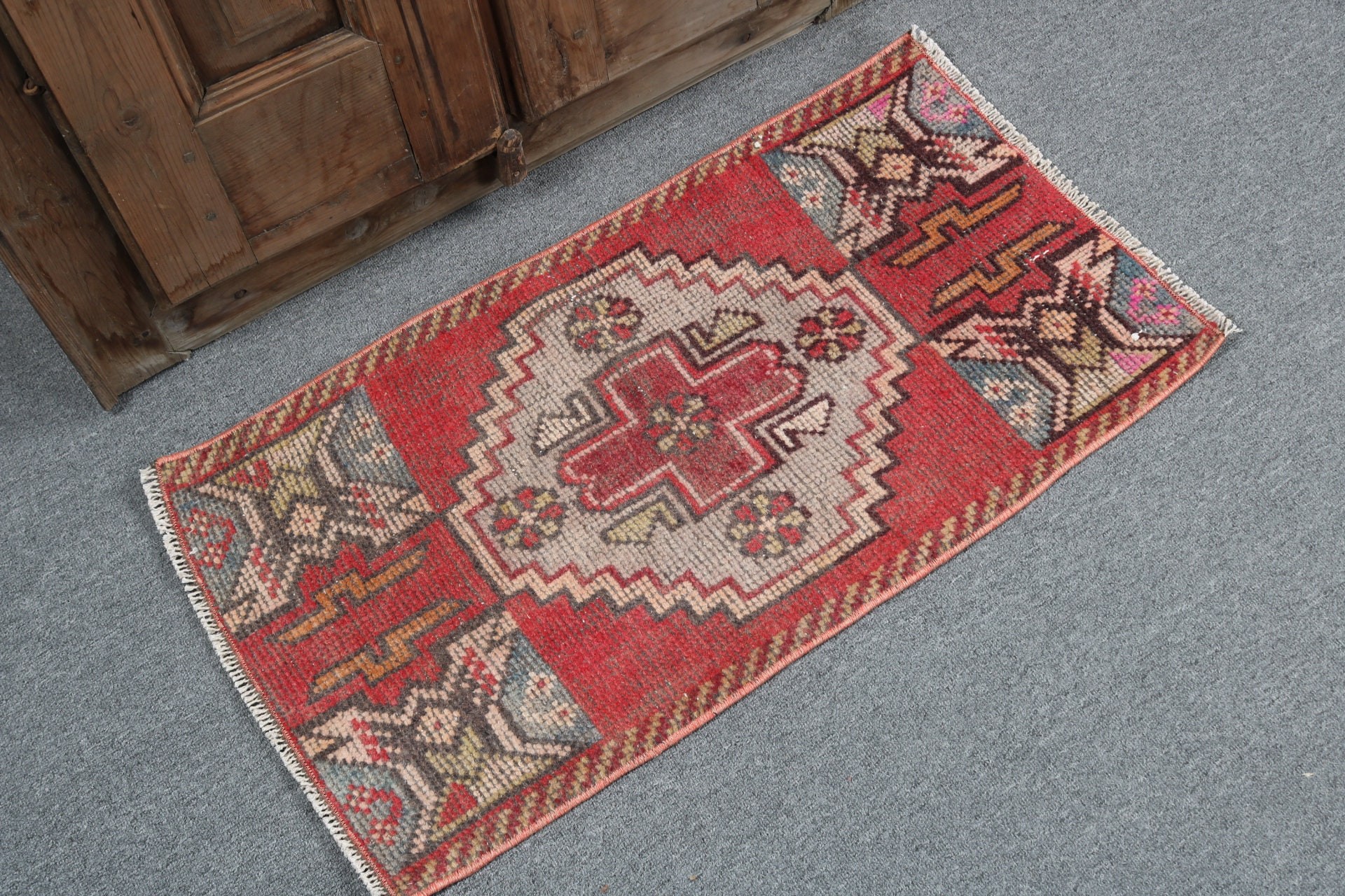 Kitchen Rugs, Red Modern Rugs, Entry Rugs, Boho Rugs, Modern Rug, Turkish Rugs, Vintage Rugs, Rugs for Nursery, 1.5x2.8 ft Small Rug