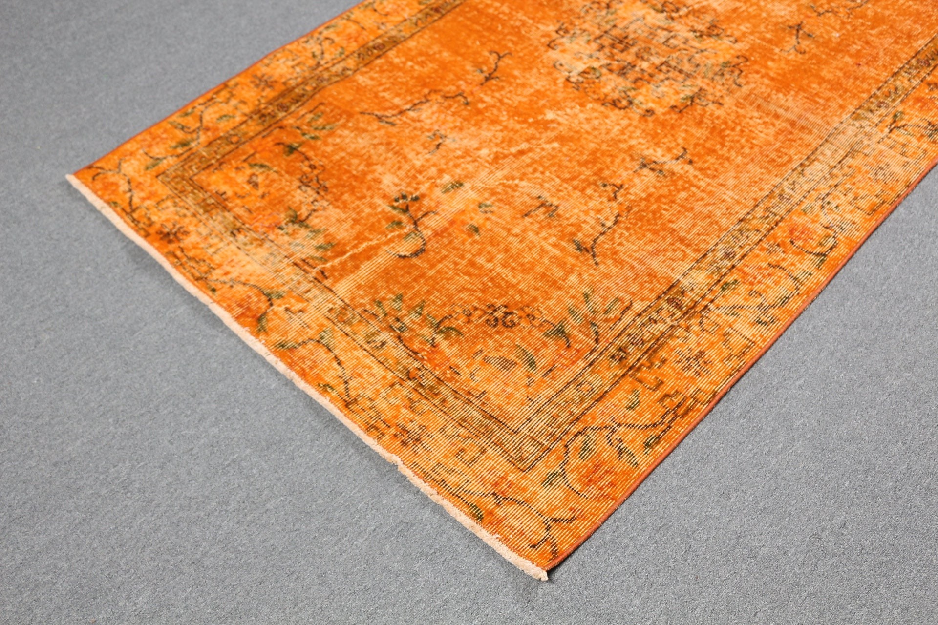 Vintage Rug, Antique Rug, Old Rugs, 3.7x6.7 ft Area Rug, Orange Home Decor Rugs, Floor Rugs, Turkish Rugs, Dining Room Rug, Bedroom Rug