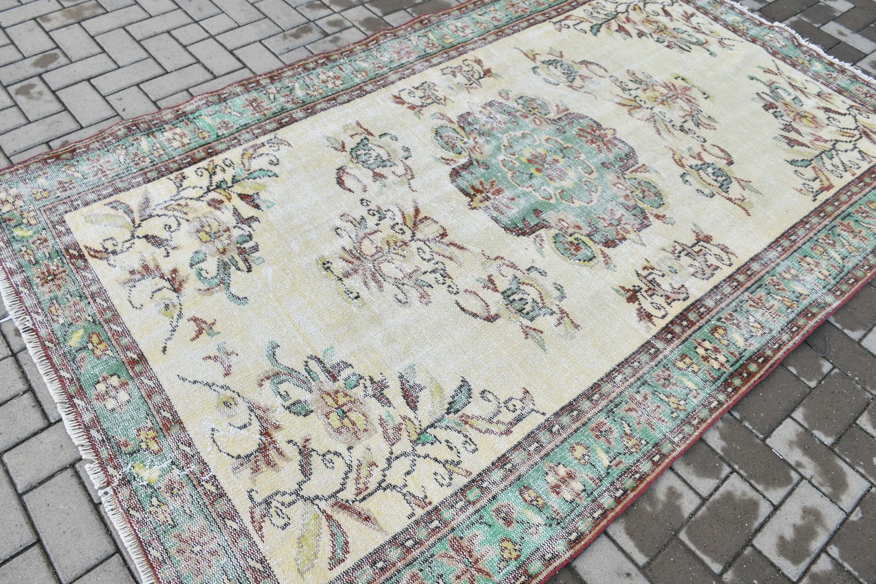 Home Decor Rug, Turkish Rug, Wool Rug, 5.1x8.3 ft Large Rugs, Living Room Rug, Vintage Rugs, Bedroom Rug, Rugs for Salon, Beige Wool Rug