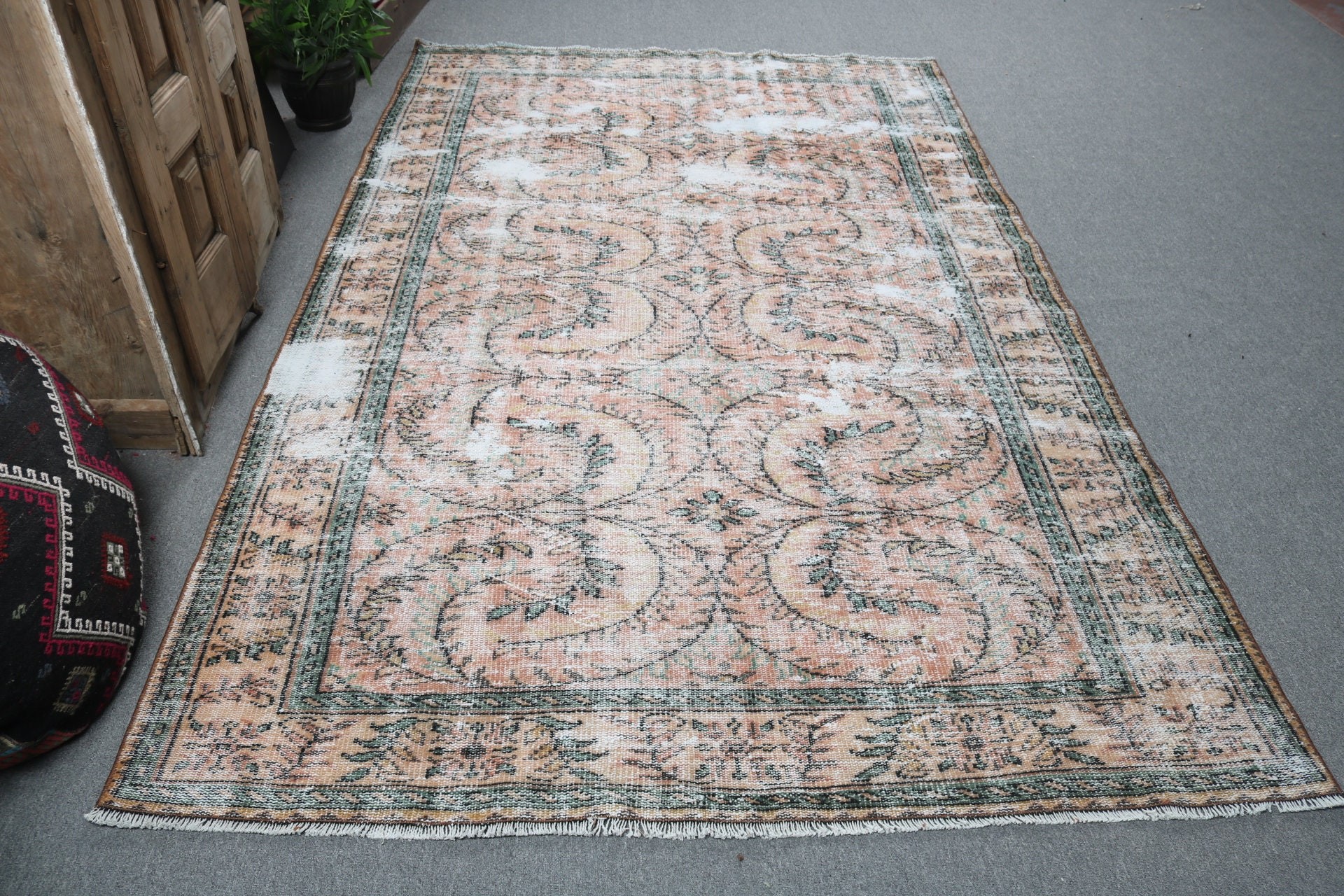 Yemek Odası Halıları, 5.7x9 ft Büyük Halı, Pembe Fas Halıları, Boho Halıları, Açıklama Halısı, Büyük Oushak Halısı, Türk Halısı, Vintage Halılar, Modern Halı