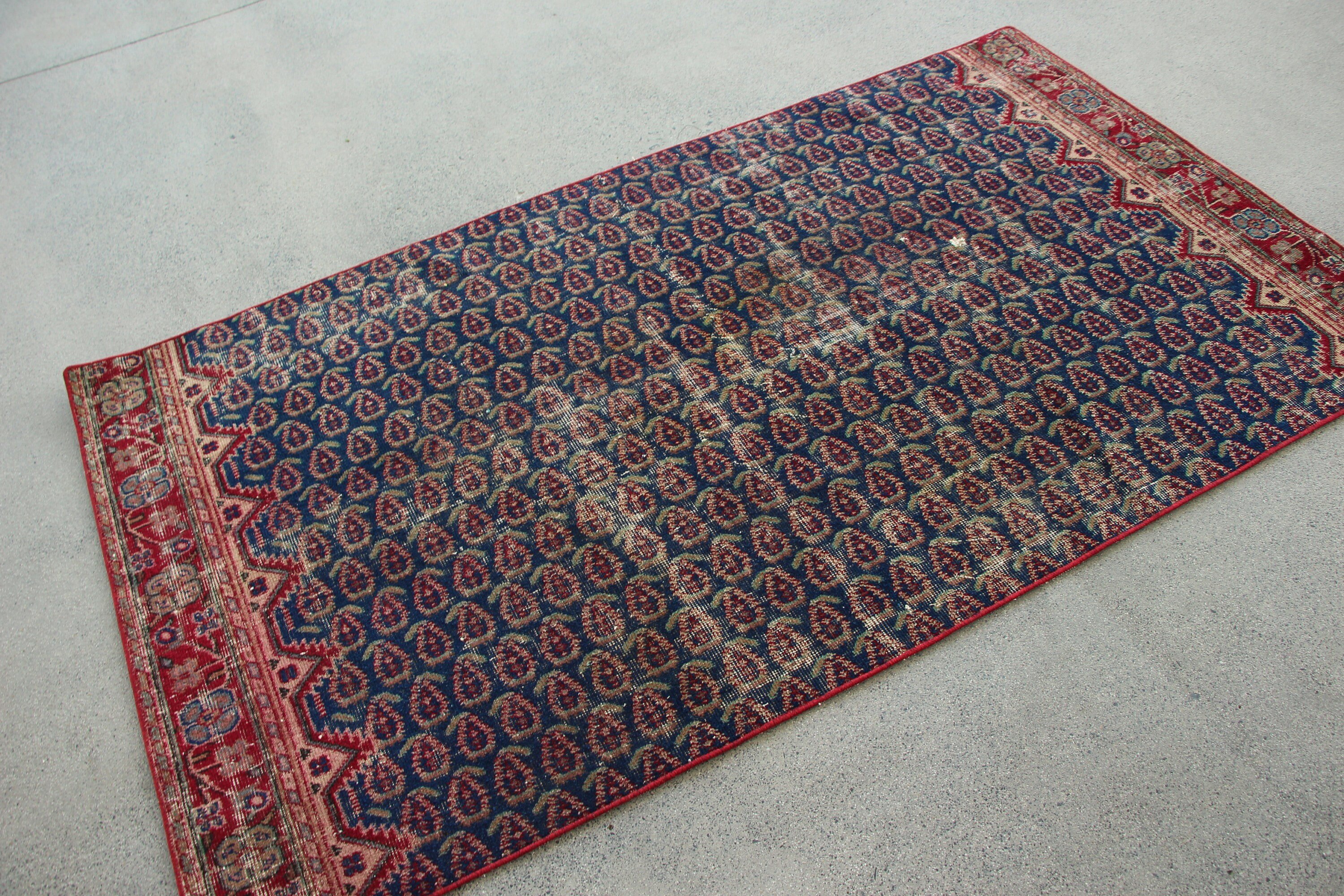 Blue Antique Rug, Turkish Rugs, Living Room Rug, Home Decor Rugs, Bedroom Rug, Floor Rug, 3.7x6.6 ft Area Rug, Bohemian Rug, Vintage Rug