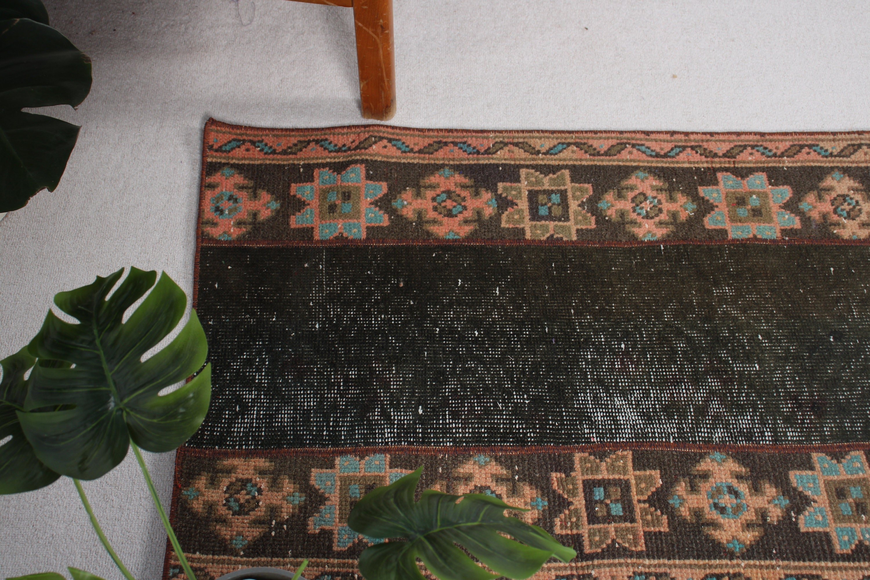 Türk Halıları, Paspas Halısı, 2,1x4,3 ft Küçük Halılar, Yer Halısı, Mutfak Halıları, Küçük Boho Halısı, Vintage Halı, Anadolu Halısı, Yeşil Oryantal Halılar