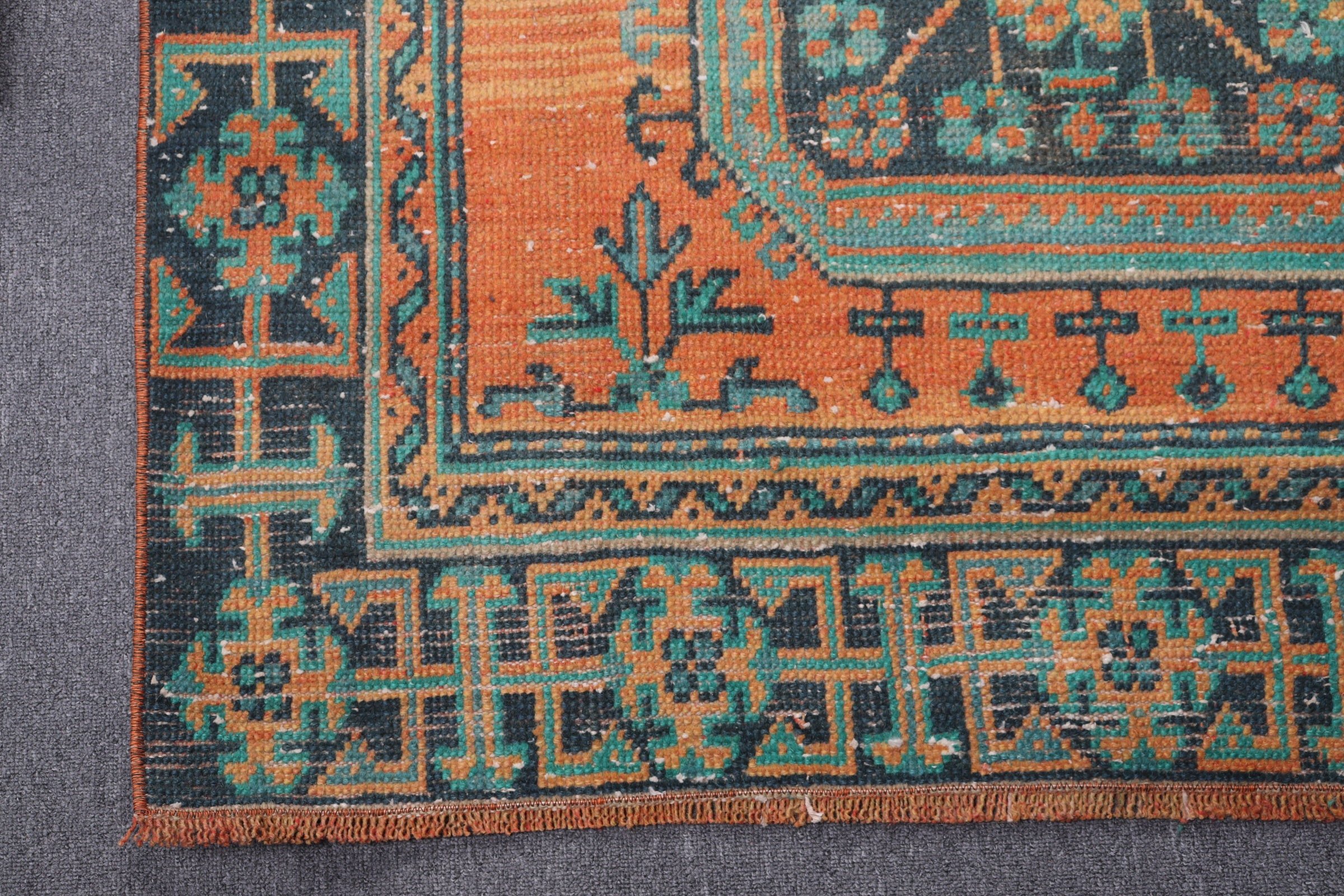 Mutfak Halısı, Anadolu Halısı, Merdiven Halısı, Vintage Halı, Türk Halısı, Oushak Halısı, 3.9x10.7 ft Runner Halısı, Koridor Halıları, Turuncu Oushak Halıları