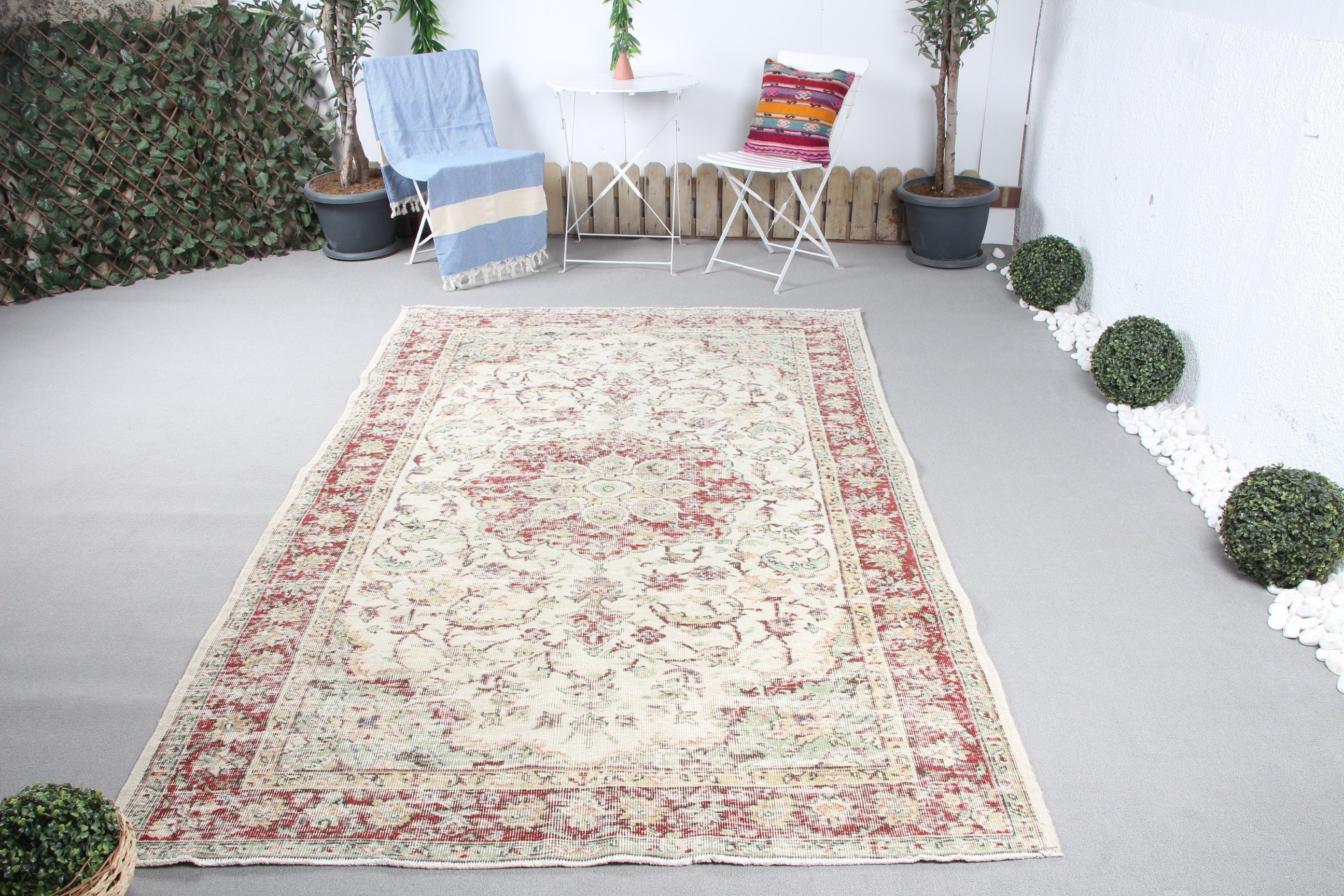 Yurt Halısı, Vintage Halı, Antika Halılar, Bej Antika Halı, 5.2x8.2 ft Büyük Halı, Oturma Odası Halısı, Türk Halısı, Anadolu Halıları, Yemek Odası Halısı