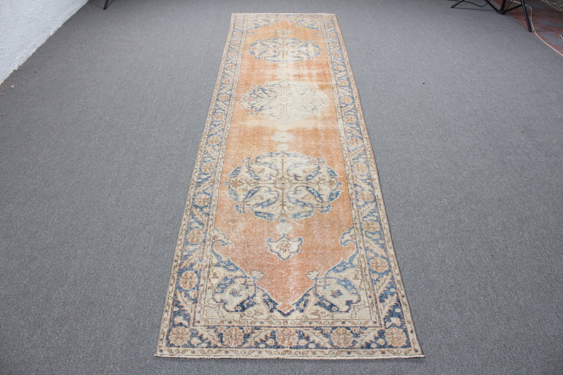 Ofis Halısı, Vintage Halılar, 2.8x10.8 ft Yolluk Halısı, Turuncu Mutfak Halısı, Türk Halısı, Yer Halısı, Oryantal Halılar, Koridor Halısı, Koridor Halıları