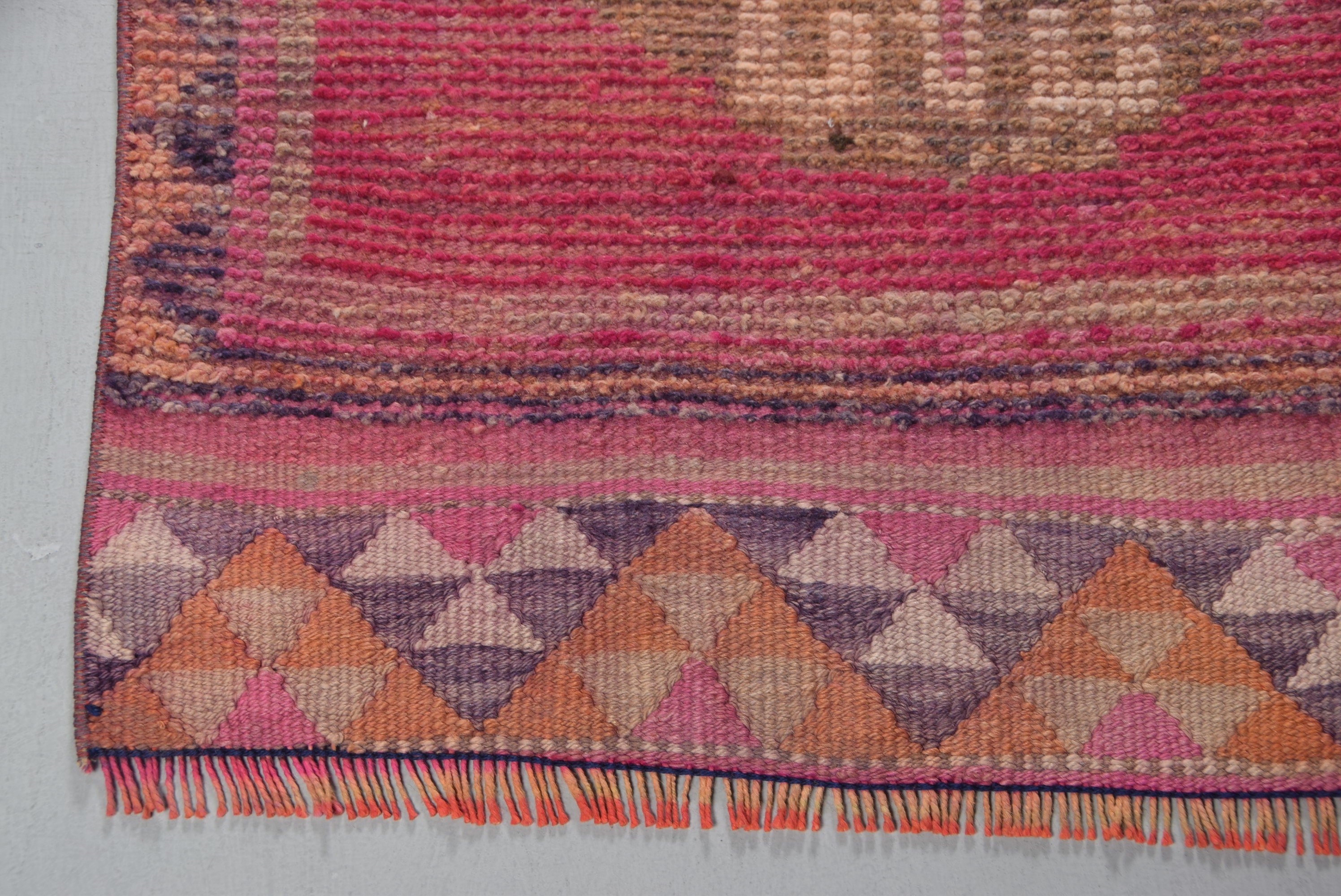 Aztec Rug, Rugs for Runner, Anatolian Rugs, Pink Oushak Rugs, 2.6x9.9 ft Runner Rugs, Vintage Rug, Turkish Rugs, Antique Rug, Kitchen Rug