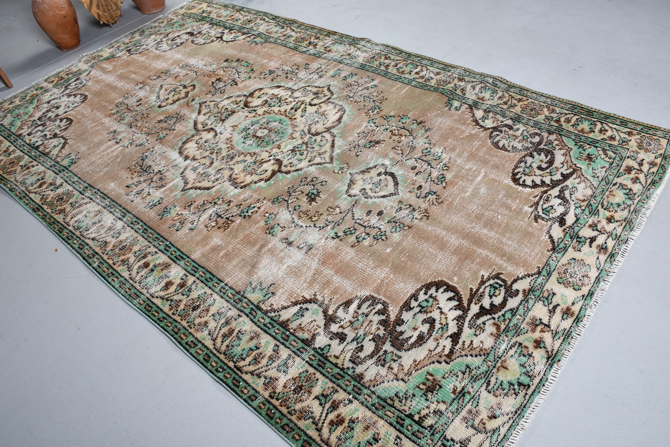 Yemek Odası Halısı, Türk Halıları, Yatak Odası Halıları, Vintage Halı, 5.8x9.3 ft Büyük Halılar, Oturma Odası Halıları, Kahverengi Yatak Odası Halısı