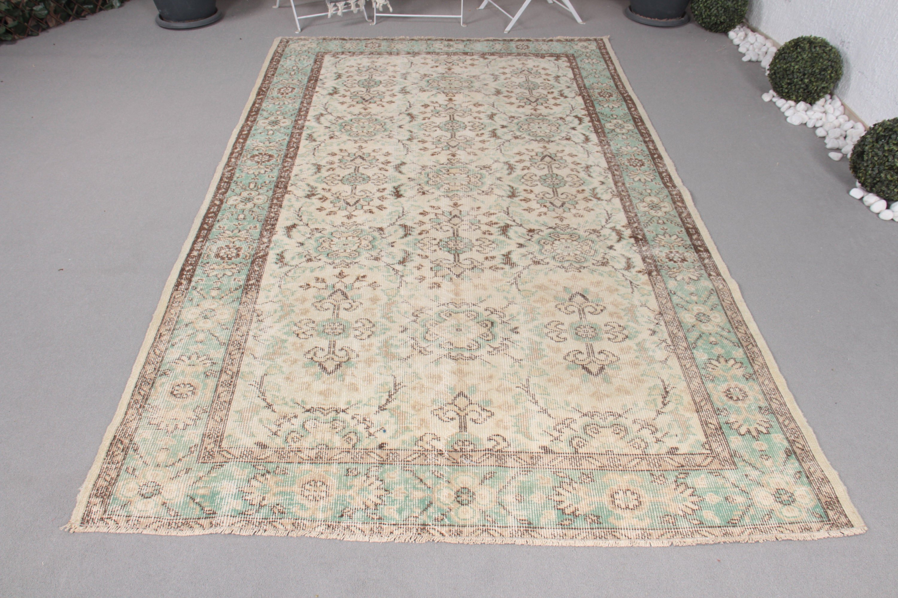 5.2x8.6 ft Büyük Halı, Vintage Halı, Türk Halısı, Salon Halısı, Oryantal Halı, Oturma Odası Halısı, Salon Halıları, Bej Yer Halıları, Anadolu Halısı