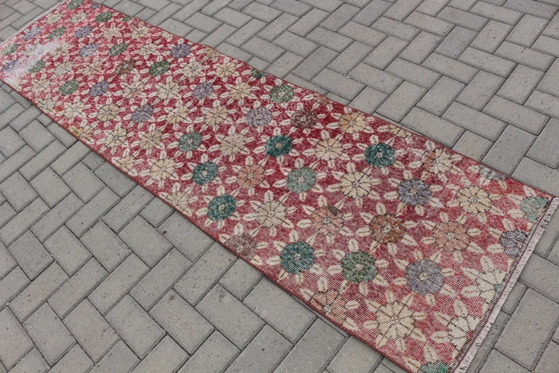 Koridor Halısı, Koridor Halıları, Anadolu Halıları, 2,2x8,7 ft Koşucu Halısı, Türk Halıları, Kırmızı Oushak Halısı, Havalı Halılar, Vintage Halı, Koridor Halısı