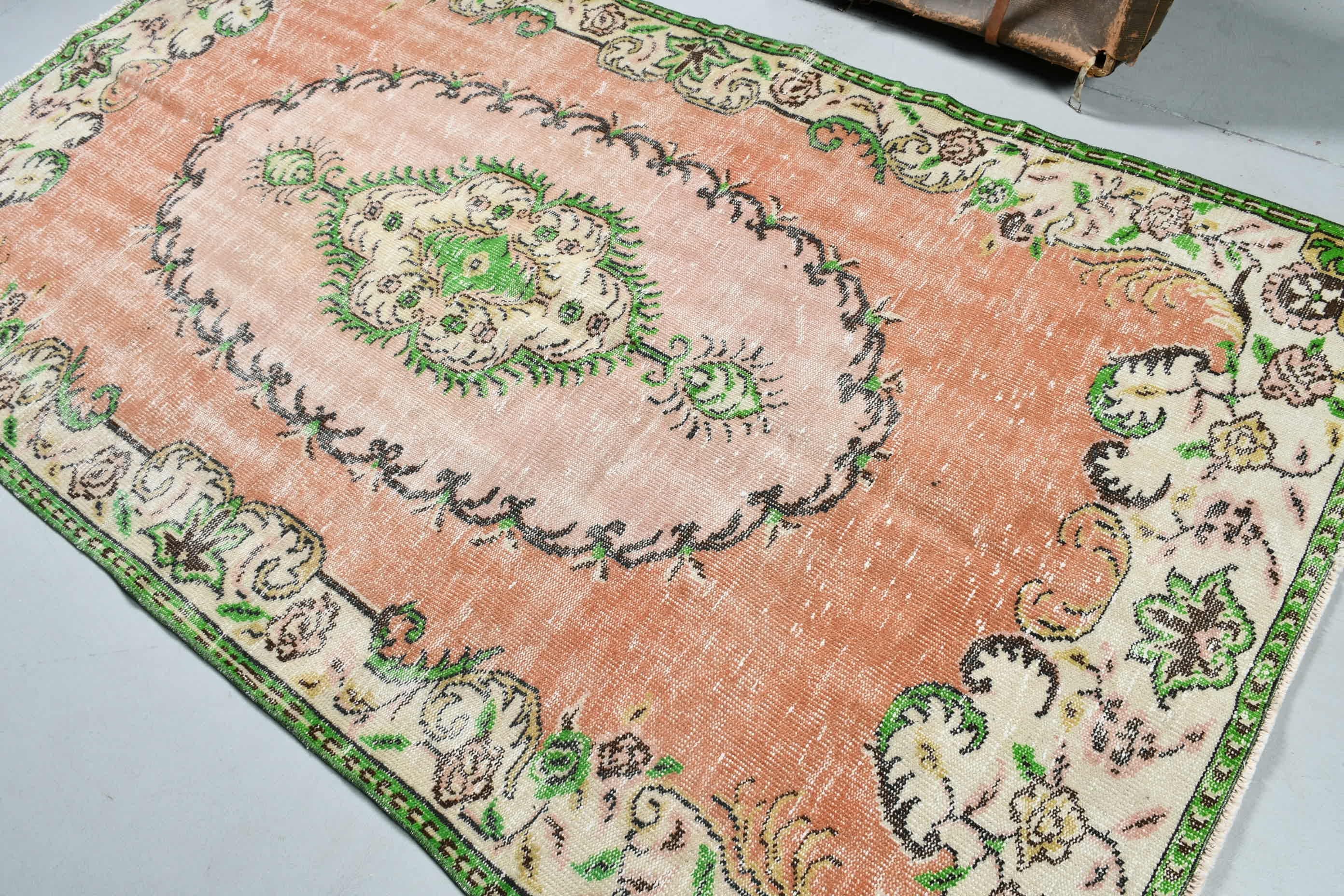 Bedroom Rug, Kitchen Rugs, Dining Room Rug, Orange Moroccan Rug, Vintage Rug, 4.9x8.7 ft Large Rugs, Pastel Rug, Turkish Rug, Wool Rug