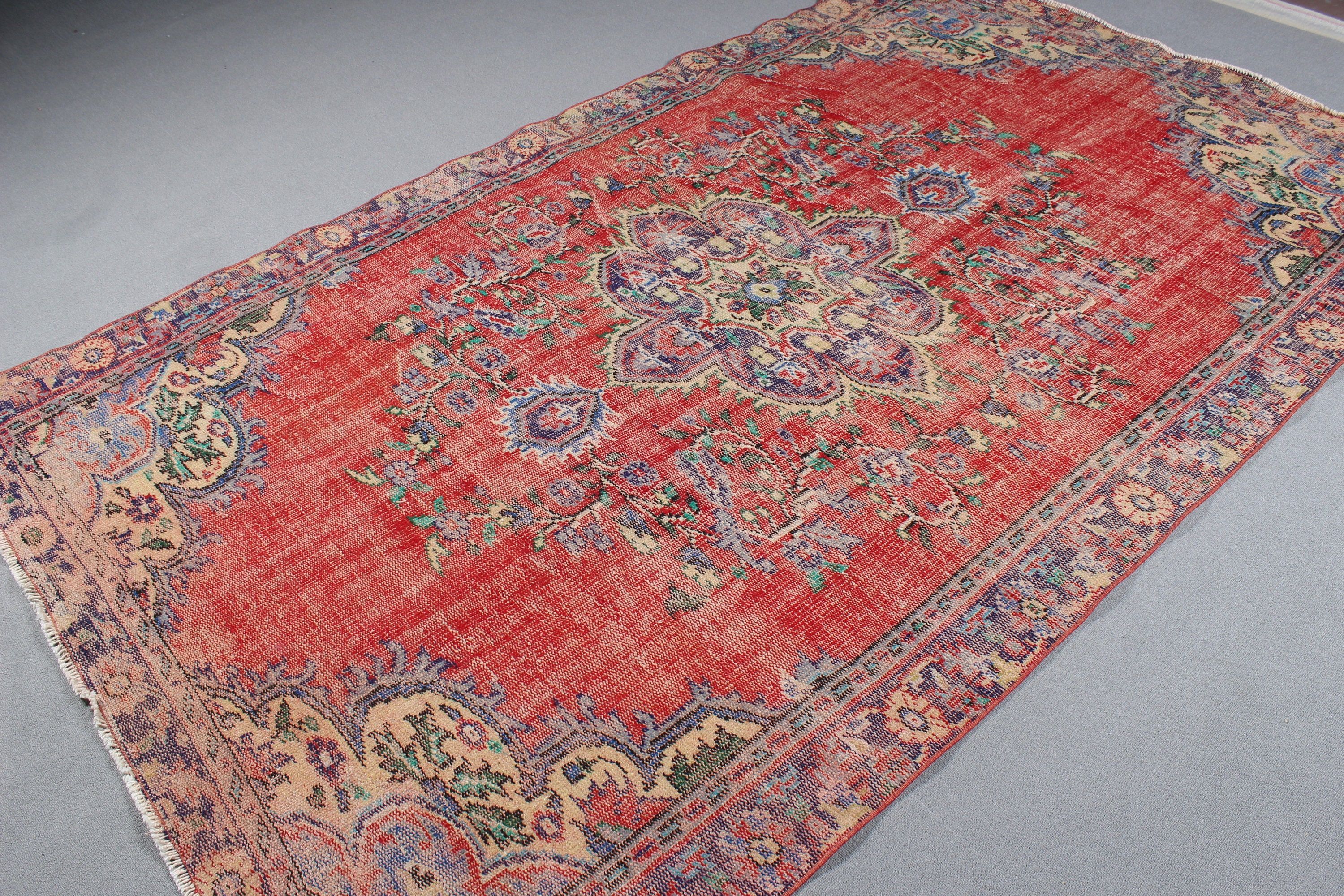 Salon Rug, Rugs for Large Boho, Vintage Rug, 5.5x9.1 ft Large Rugs, Anatolian Rug, Luxury Rug, Bedroom Rugs, Turkish Rug, Red Wool Rugs