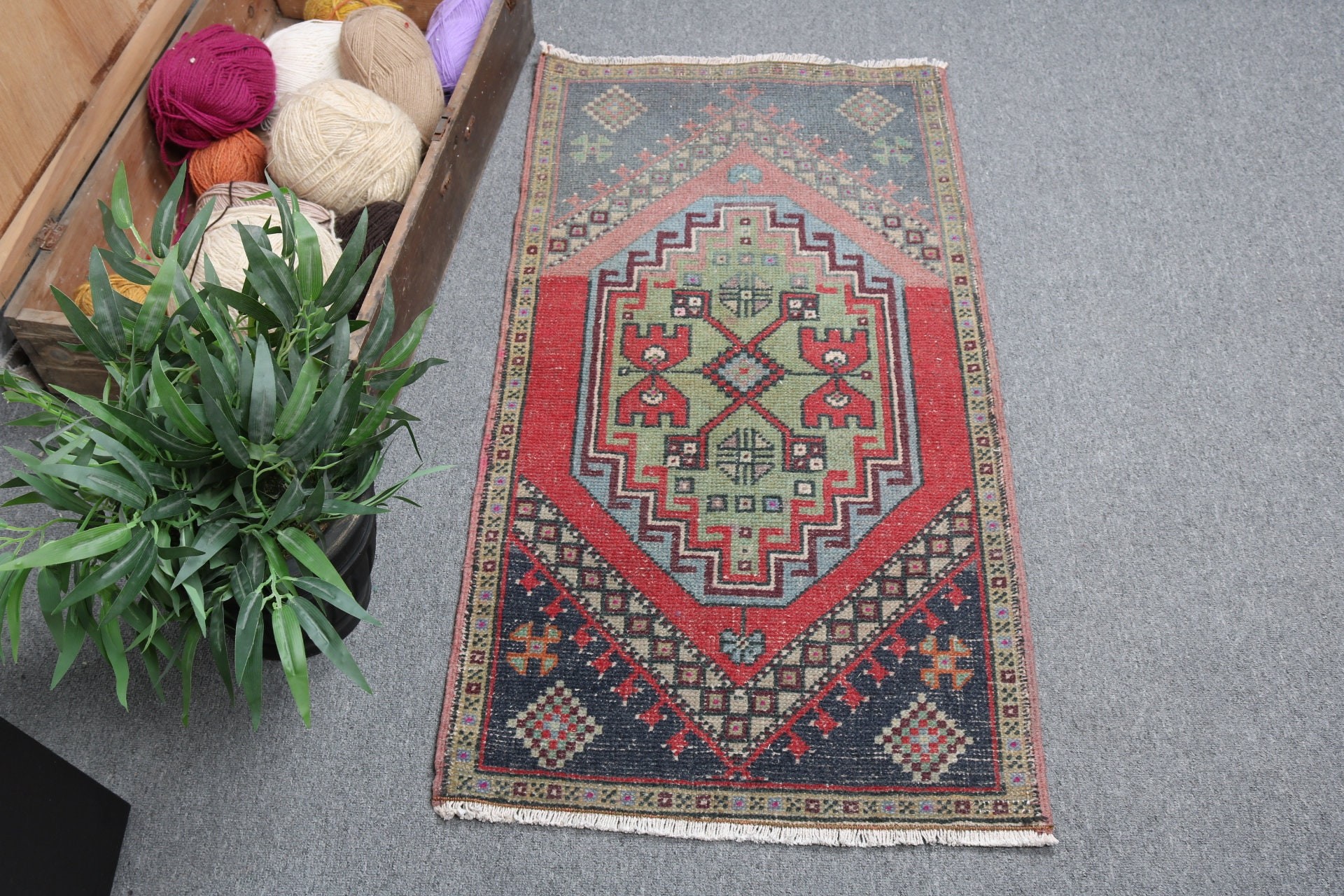 Red Home Decor Rug, Turkish Rug, Wall Hanging Rugs, Door Mat Rugs, Vintage Rugs, Wool Rugs, Neutral Rugs, Office Rugs, 1.9x3.5 ft Small Rug