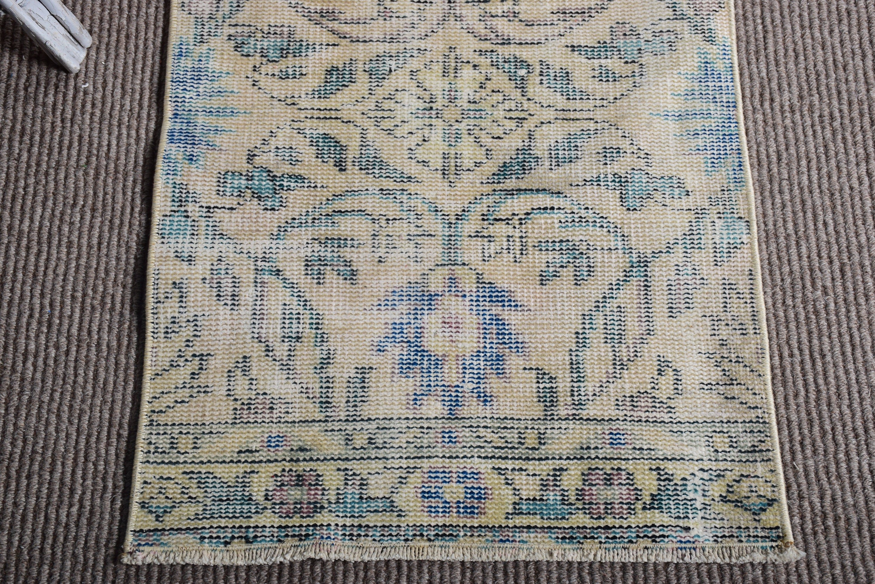 Nötr Halı, Koridor Halıları, Vintage Halılar, Bej Fas Halıları, Beni Ourain Runner Halısı, 1.6x10.8 ft Runner Halısı, Oryantal Halı, Türk Halıları