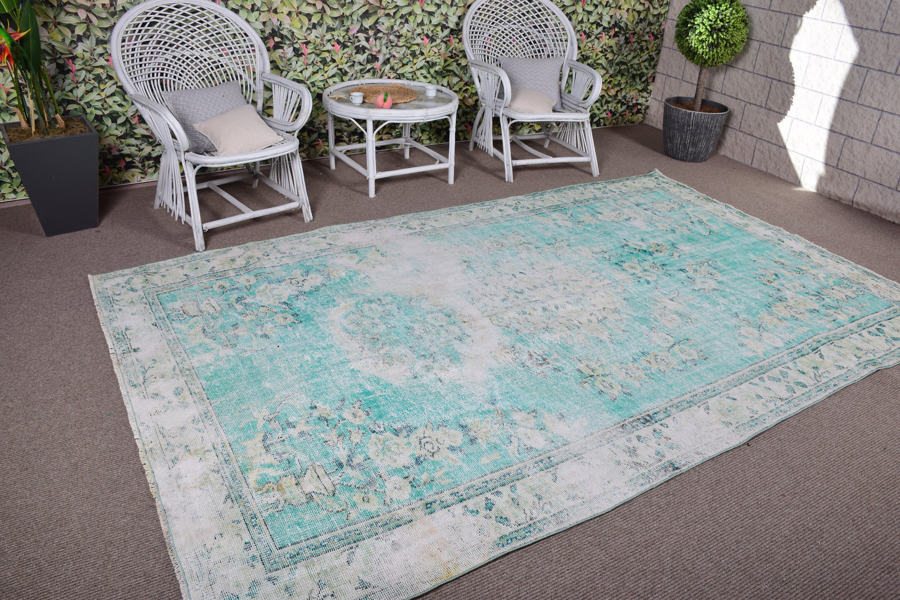 Bedroom Rug, Anatolian Rug, Dining Room Rugs, Turkish Rugs, Geometric Rugs, 6.2x10 ft Large Rug, Green Floor Rugs, Luxury Rug, Vintage Rugs