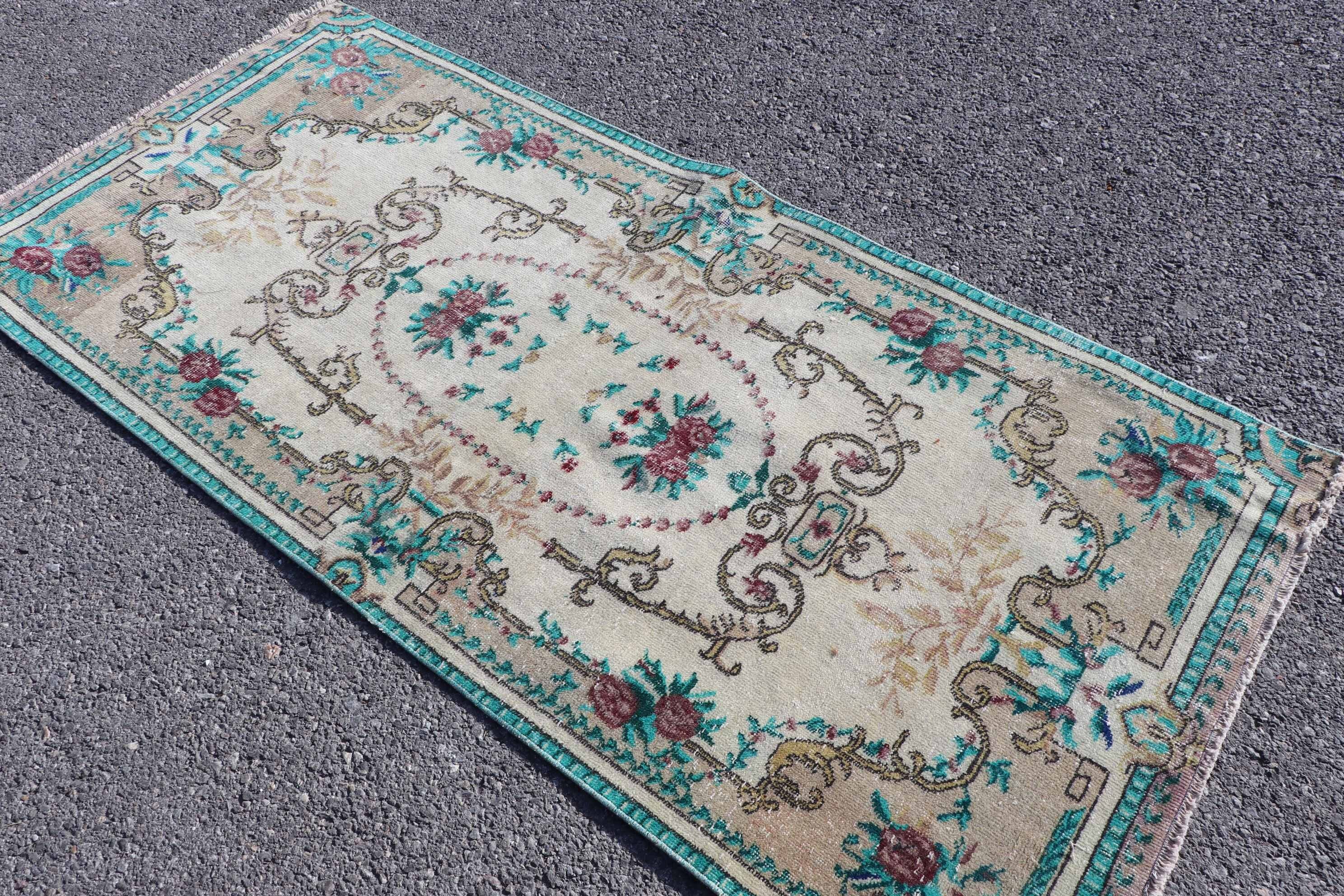 Rugs for Kitchen, Floor Rug, Entry Rug, Turkish Rug, Bedroom Rugs, Office Rugs, 3.1x6.8 ft Accent Rugs, Blue Antique Rug, Vintage Rugs