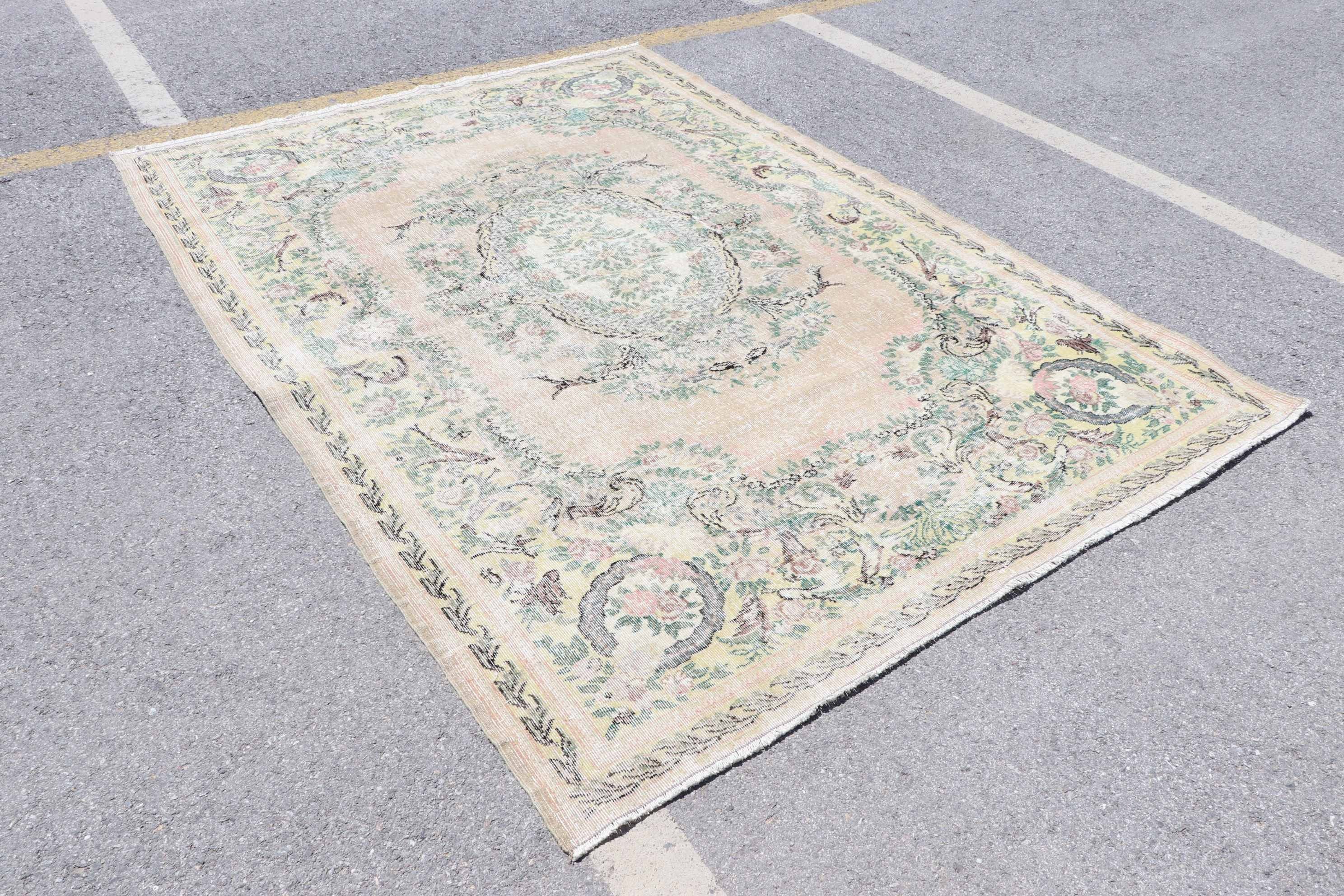 Kitchen Rug, 6.5x9.6 ft Large Rug, Rugs for Bedroom, Dining Room Rug, Beige Cool Rug, Turkish Rug, Vintage Rug, Cool Rug, Salon Rug