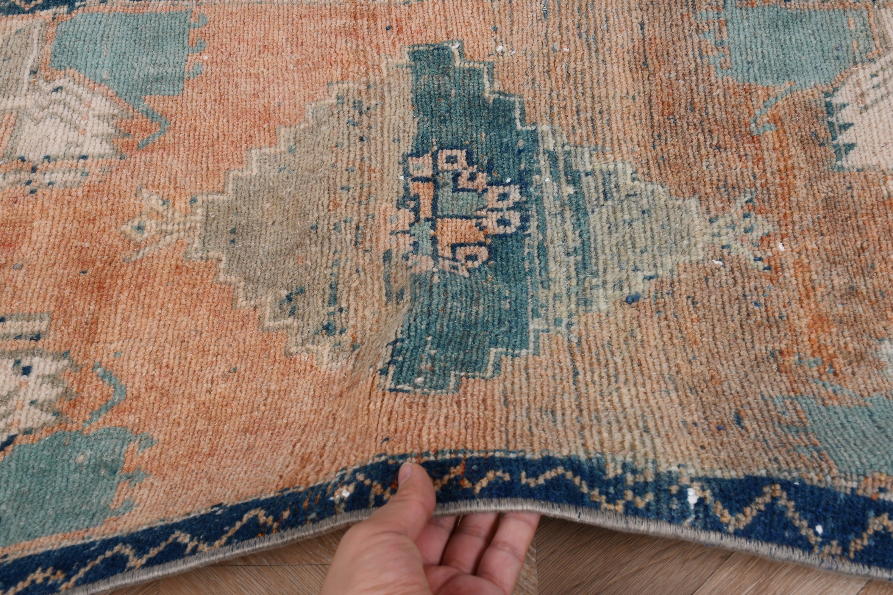 Turkish Rugs, Oriental Rug, 1.6x3.5 ft Small Rugs, Distressed Rugs, Vintage Rug, Antique Rugs, Orange Bedroom Rug, Entry Rugs, Bath Rug