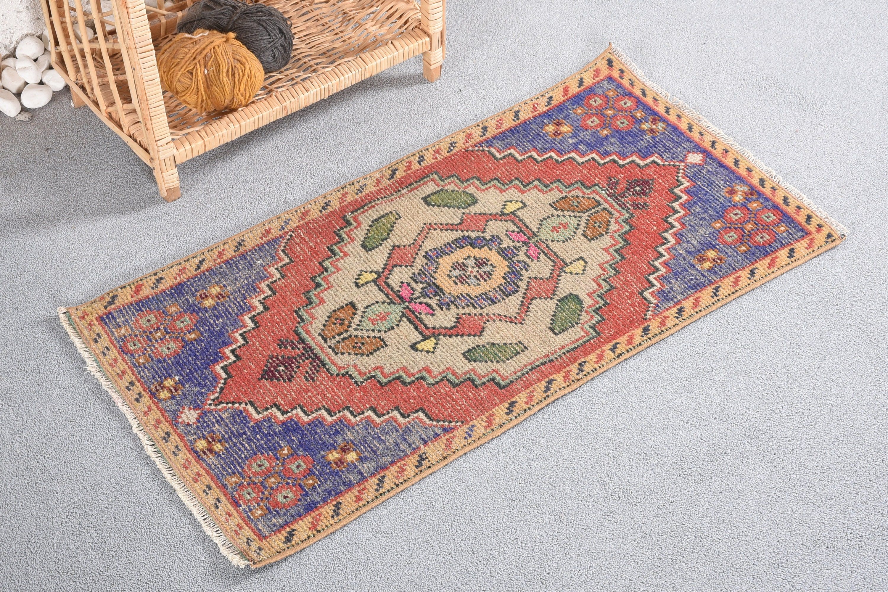 1.6x3.1 ft Small Rugs, Wool Rug, Wall Hanging Rug, Red Bedroom Rugs, Aesthetic Rugs, Bathroom Rugs, Vintage Rug, Antique Rugs, Turkish Rug