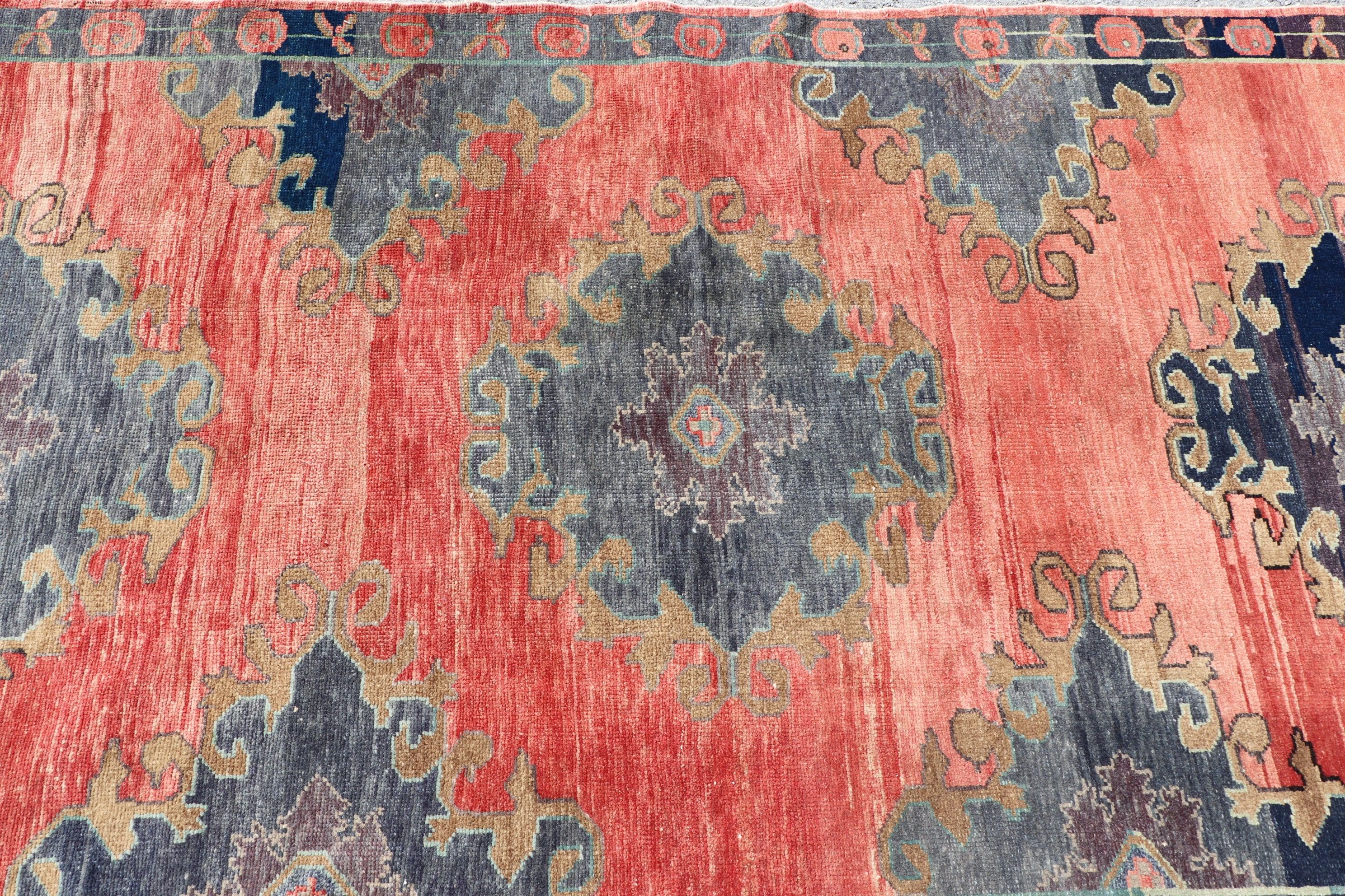 4.1x9.5 ft Area Rug, Floor Rug, Oushak Rugs, Vintage Rugs, Red Cool Rug, Turkish Rug, Living Room Rug, Antique Rug, Dining Room Rugs