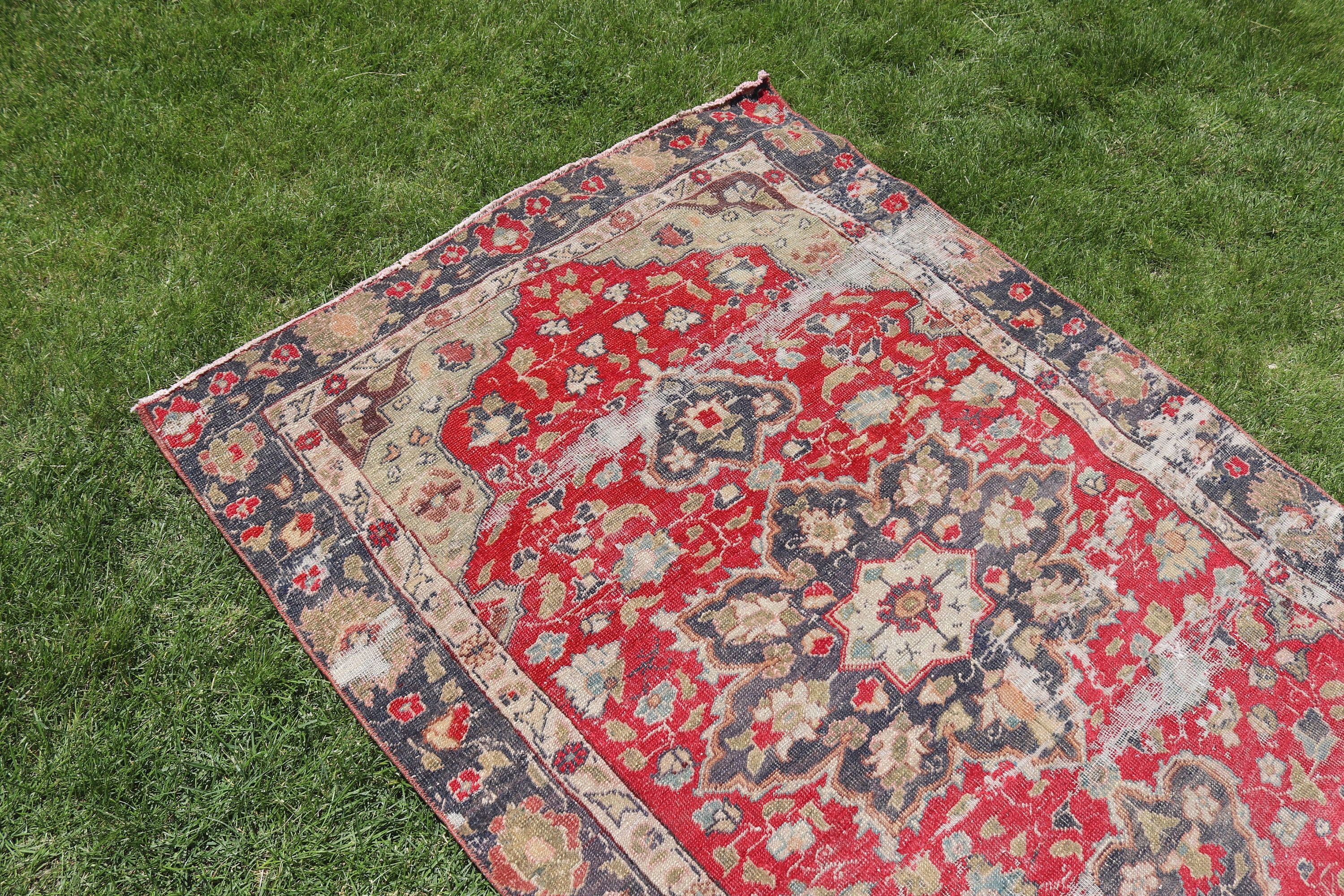 3,7x5,6 ft Accent Halı, Yatak Odası Halısı, Vintage Halı, Vintage Vurgulu Halılar, Giriş Halıları, Türk Halıları, Mutfak Halıları, Kırmızı Açıklama Halısı