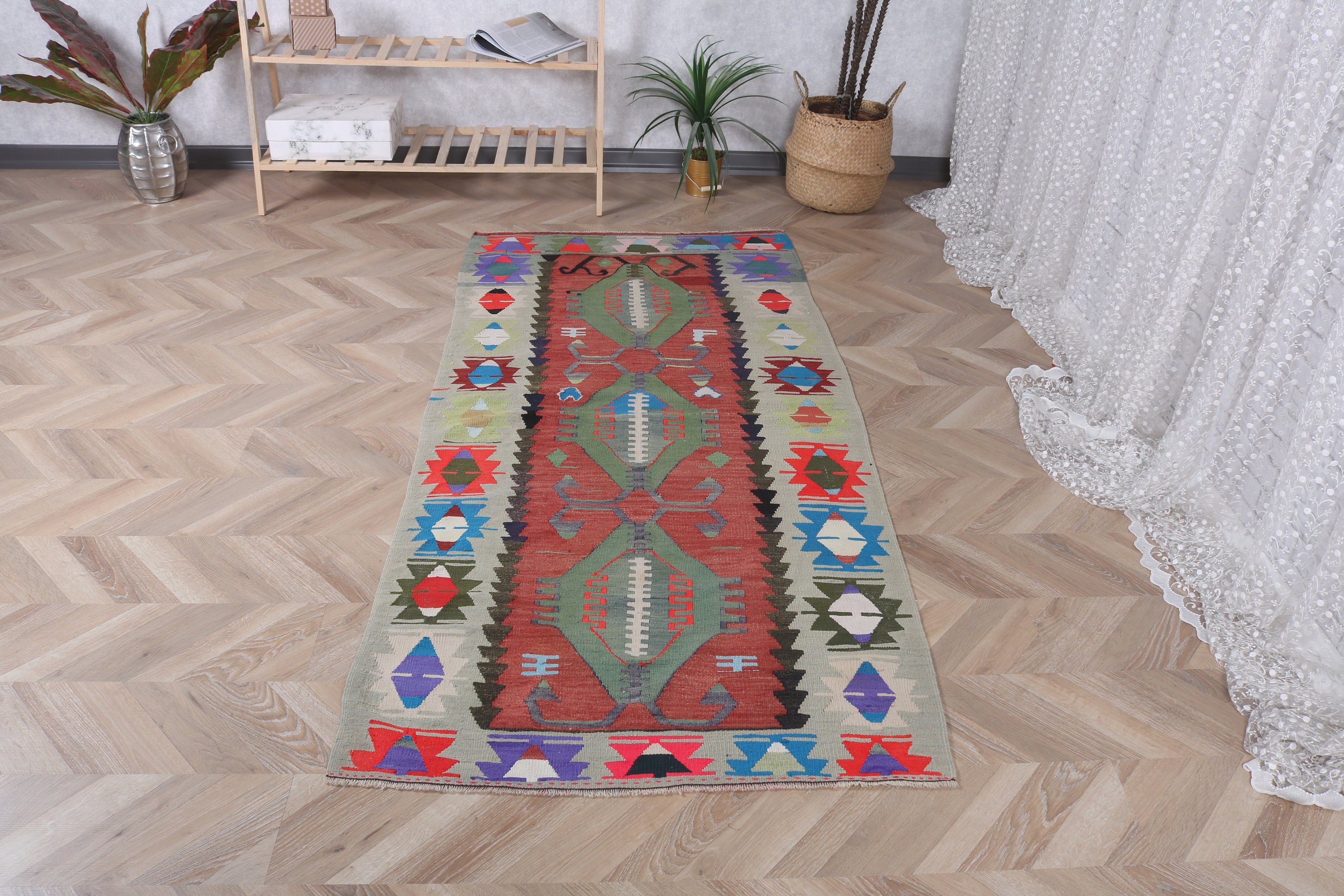 Vintage Accent Halı, Çocuk Halıları, 3x6,8 ft Accent Halı, Türk Halıları, Yatak Odası Halıları, Gökkuşağı Havalı Halıları, Vintage Halılar, Nötr Halılar, Yer Halısı