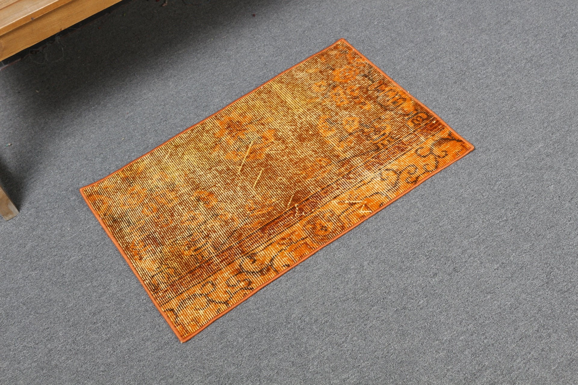 Nomadic Rugs, Vintage Rug, Door Mat Rug, Turkish Rug, 1.6x2.5 ft Small Rugs, Orange Cool Rug, Home Decor Rug, Oushak Rug, Wall Hanging Rug