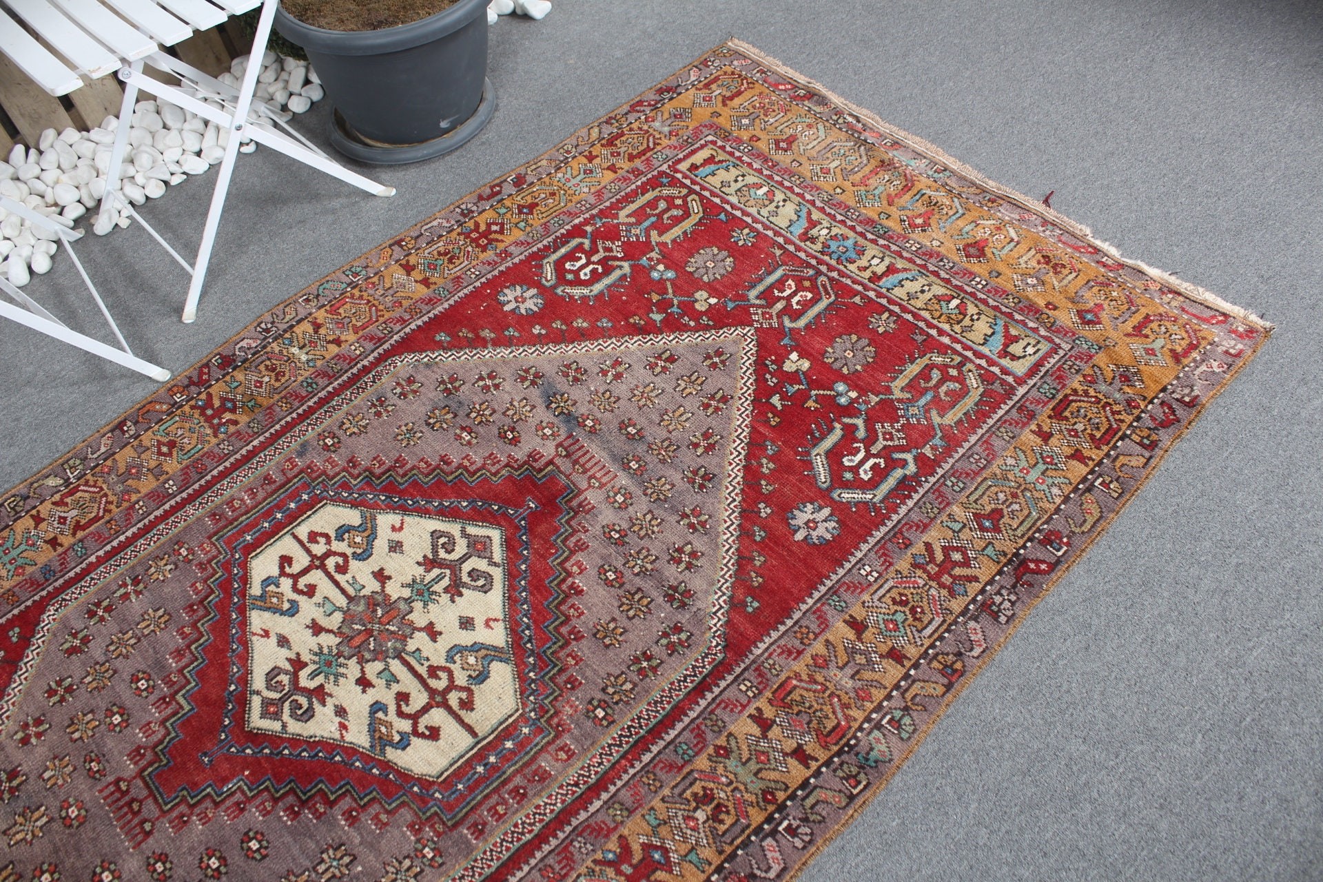 Oturma Odası Halıları, İç Mekan Halıları, Anadolu Halıları, Vintage Halı, Bohem Halısı, 3,8x7,9 ft Alan Kilimi, Kırmızı Oryantal Halı, Oryantal Halı, Türk Halıları