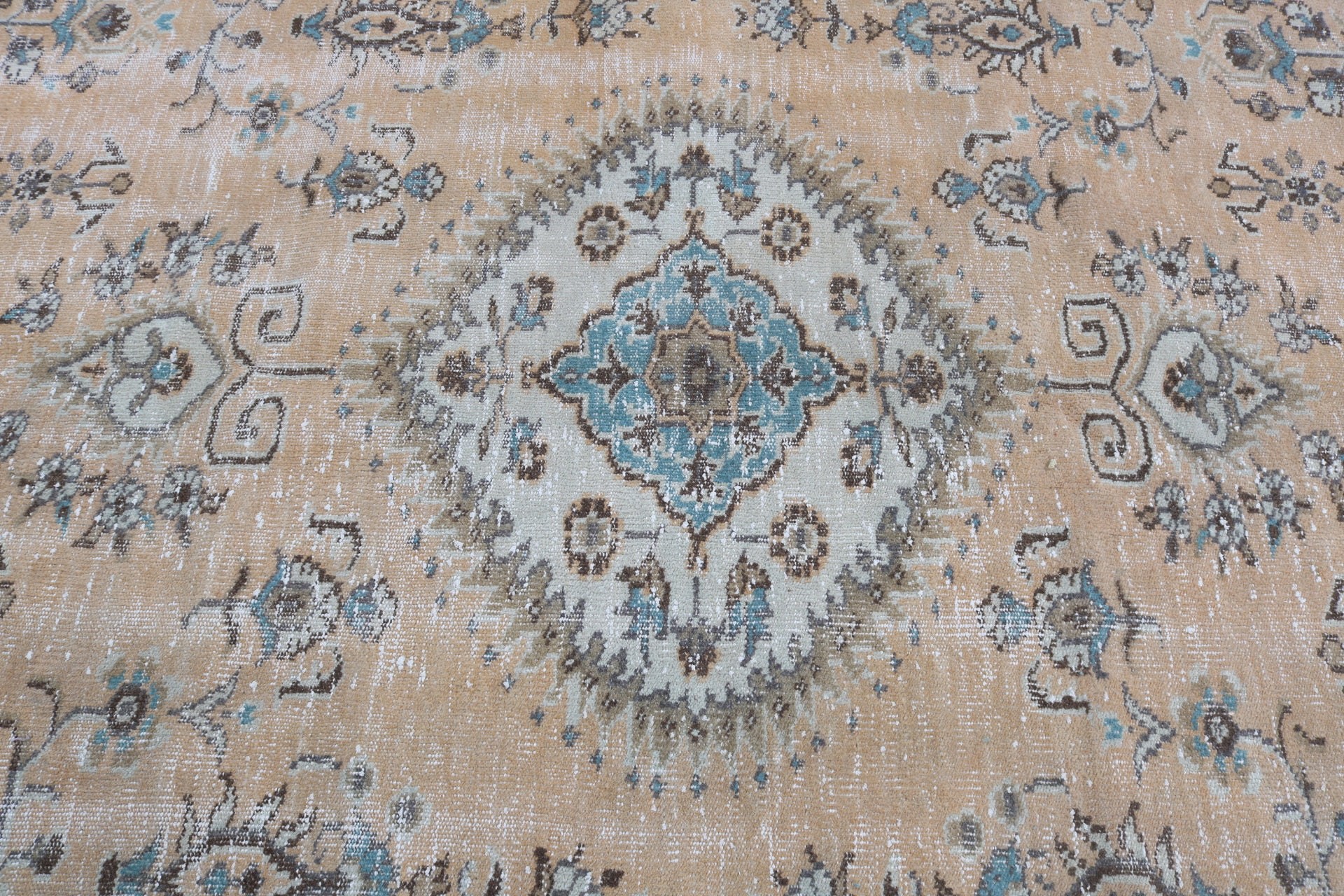 Salon Halıları, Vintage Halı, 5.1x8.2 ft Büyük Halı, El Dokuma Halı, Turuncu Antika Halılar, Yün Halılar, Büyük Boho Halı, Türk Halısı