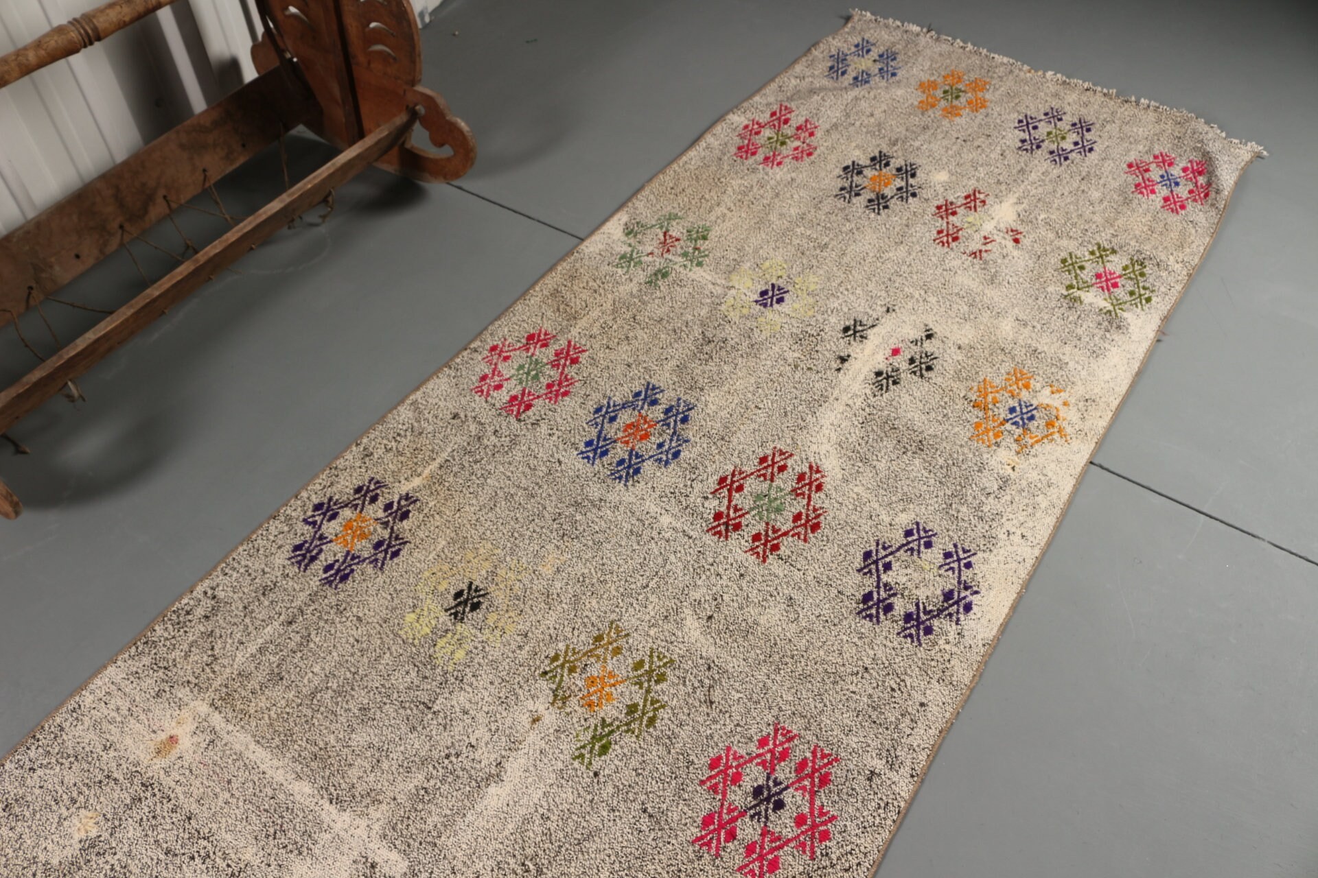 Koridor Halısı, Kilim, Mutfak Halısı, Yatak Odası Halısı, 3.1x8 ft Yolluk Halısı, Bej Oushak Halısı, Türk Halısı, Vintage Halı, Merdiven Halısı, Etnik Halı