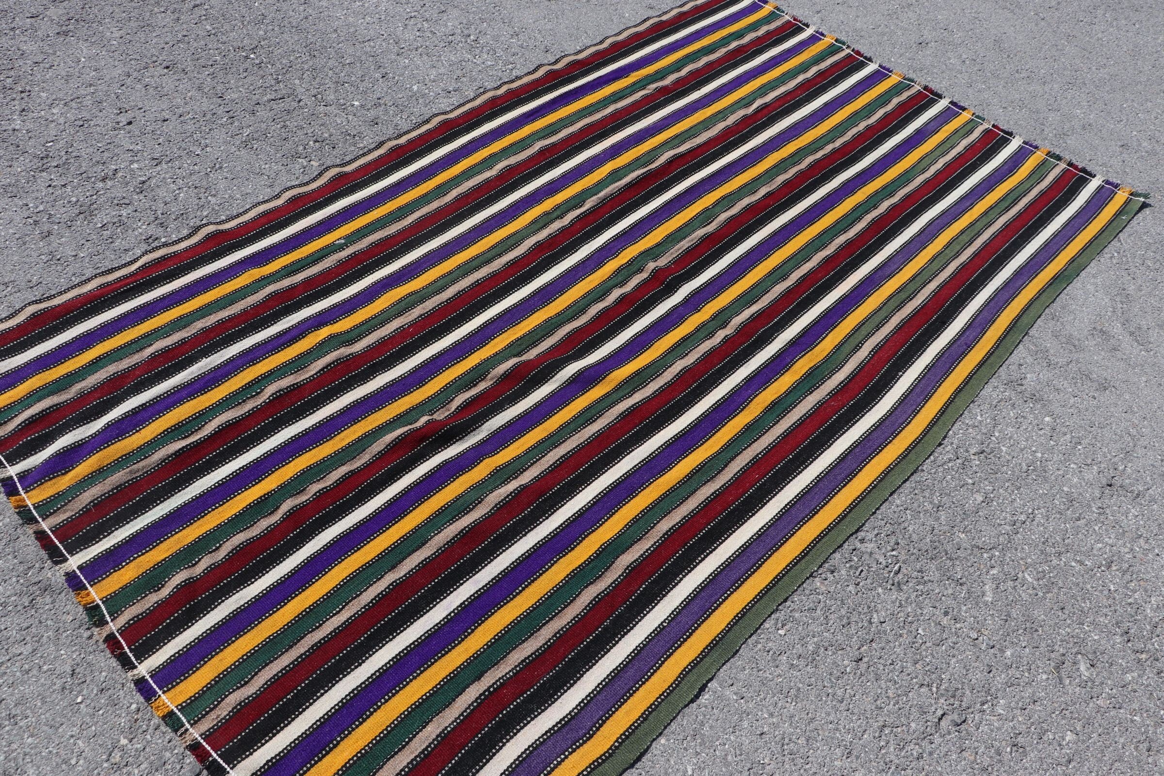 Sarı 4.4x7.6 ft Alan Halısı, Türk Halıları, Mutfak Halıları, Fas Halısı, Yer Halıları, Kilim, Vintage Halı, Oturma Odası Halıları