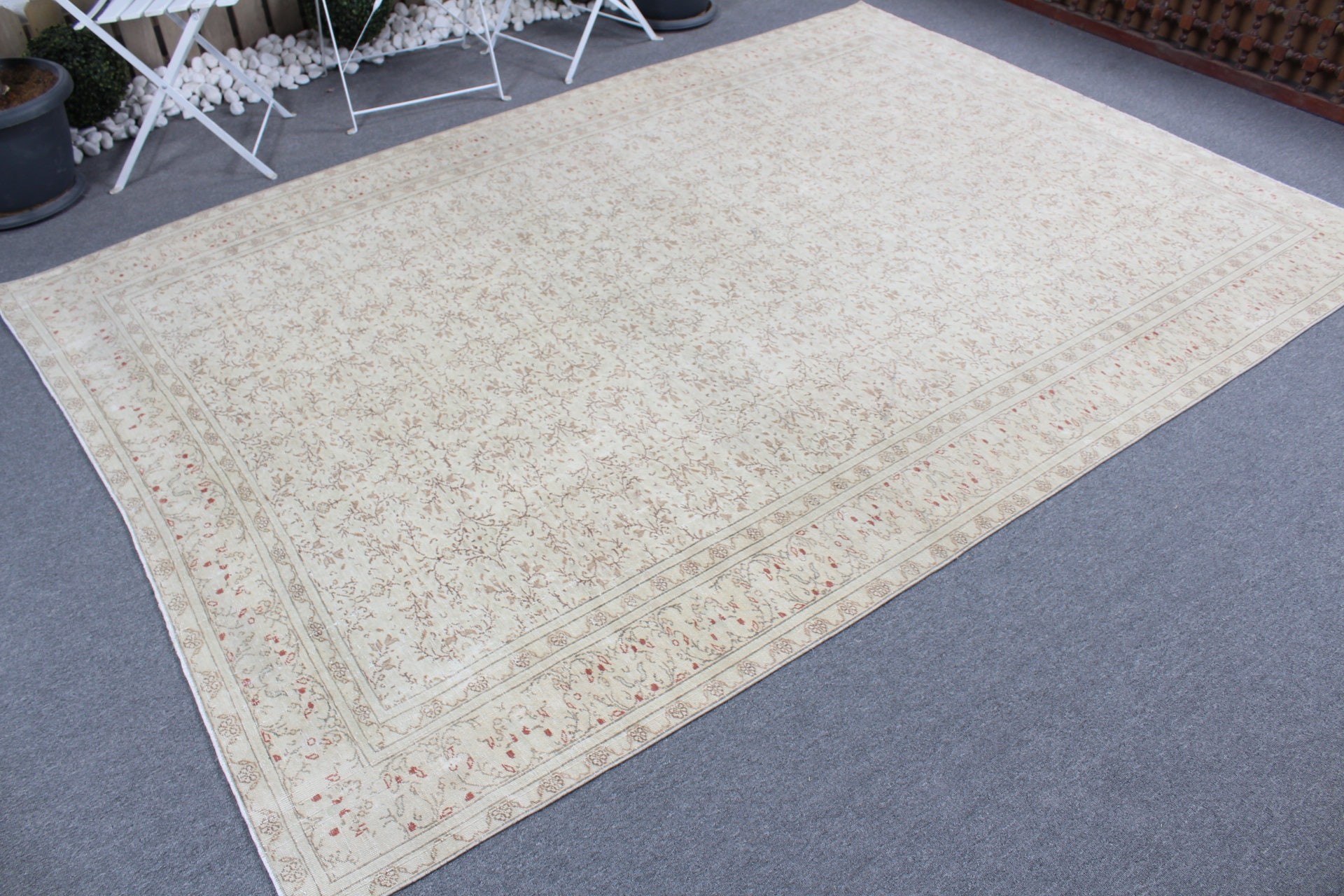 Beige Bedroom Rugs, Rugs for Bedroom, Organic Rug, Turkish Rugs, Wool Rugs, Cool Rug, Vintage Rug, Living Room Rug, 6.1x9 ft Large Rug