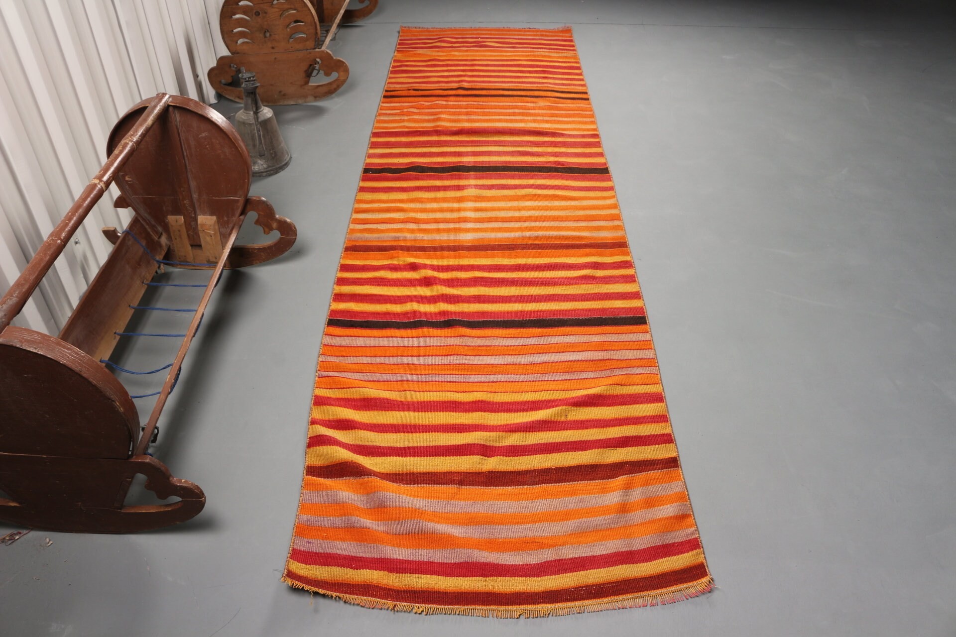 Kitchen Rug, 2.8x10.1 ft Runner Rugs, Orange Cool Rug, Kilim, Corridor Rug, Turkish Rug, Home Decor Rug, Vintage Rugs