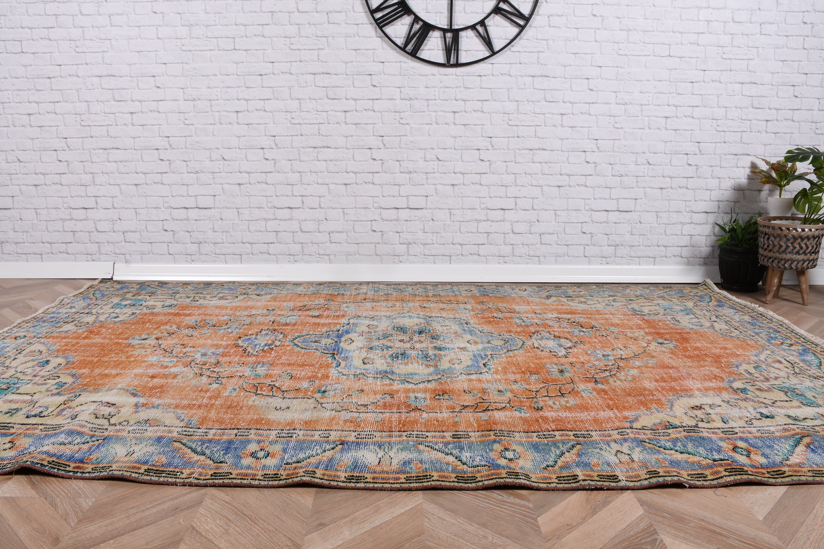 Sarı Anadolu Halısı, Lüks Halı, Salon Halıları, Fas Halısı, 5,4x8,7 ft Büyük Halılar, Türk Halıları, Vintage Halılar, Boho Halısı, Büyük Oushak Halısı