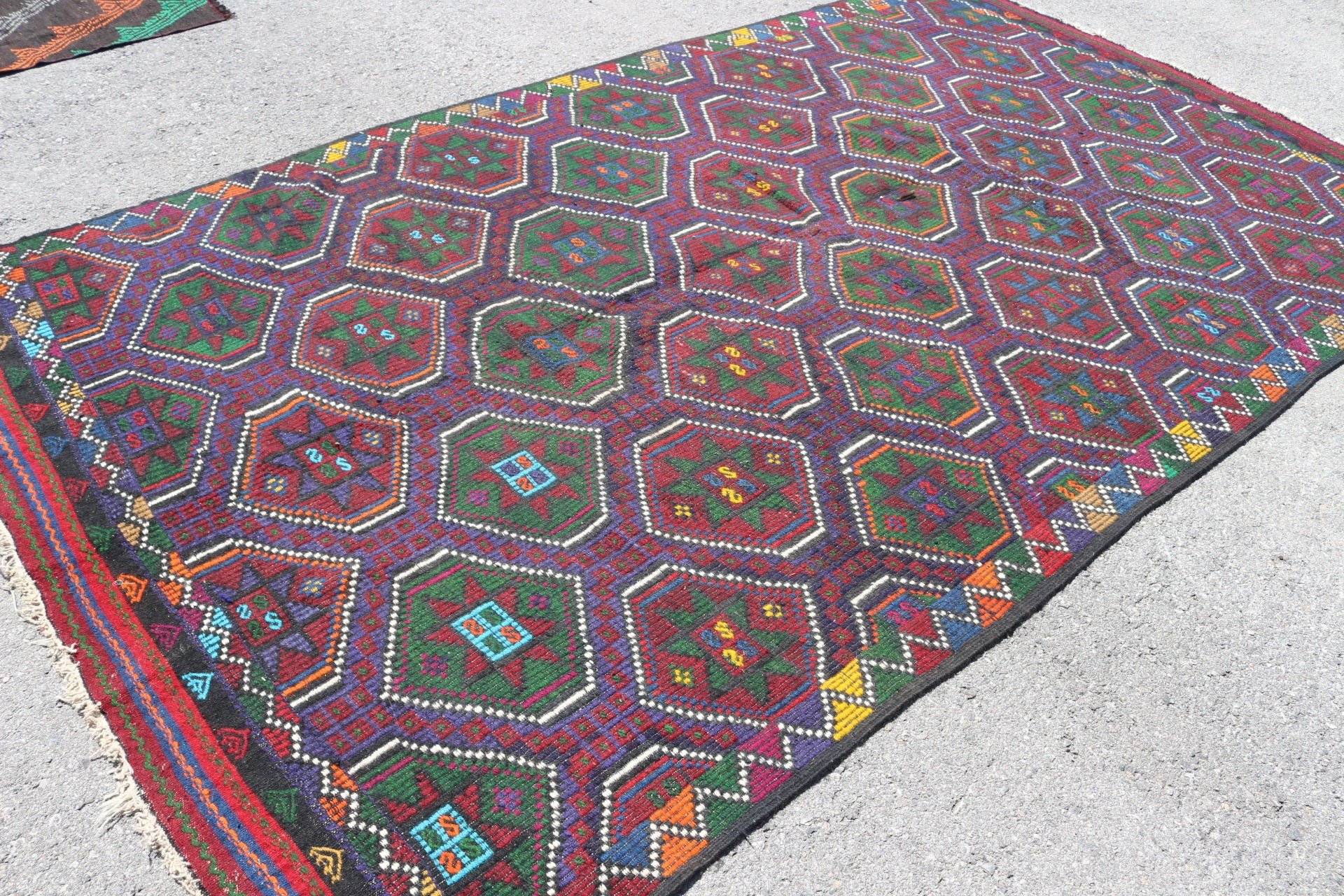 Mavi Yatak odası Kilim, Yemek odası Kilim, 203x336 cm Büyük Kilim, Anadolu Kilim, Salon Kilim, Türk Kilim, Yemek odası Kilim