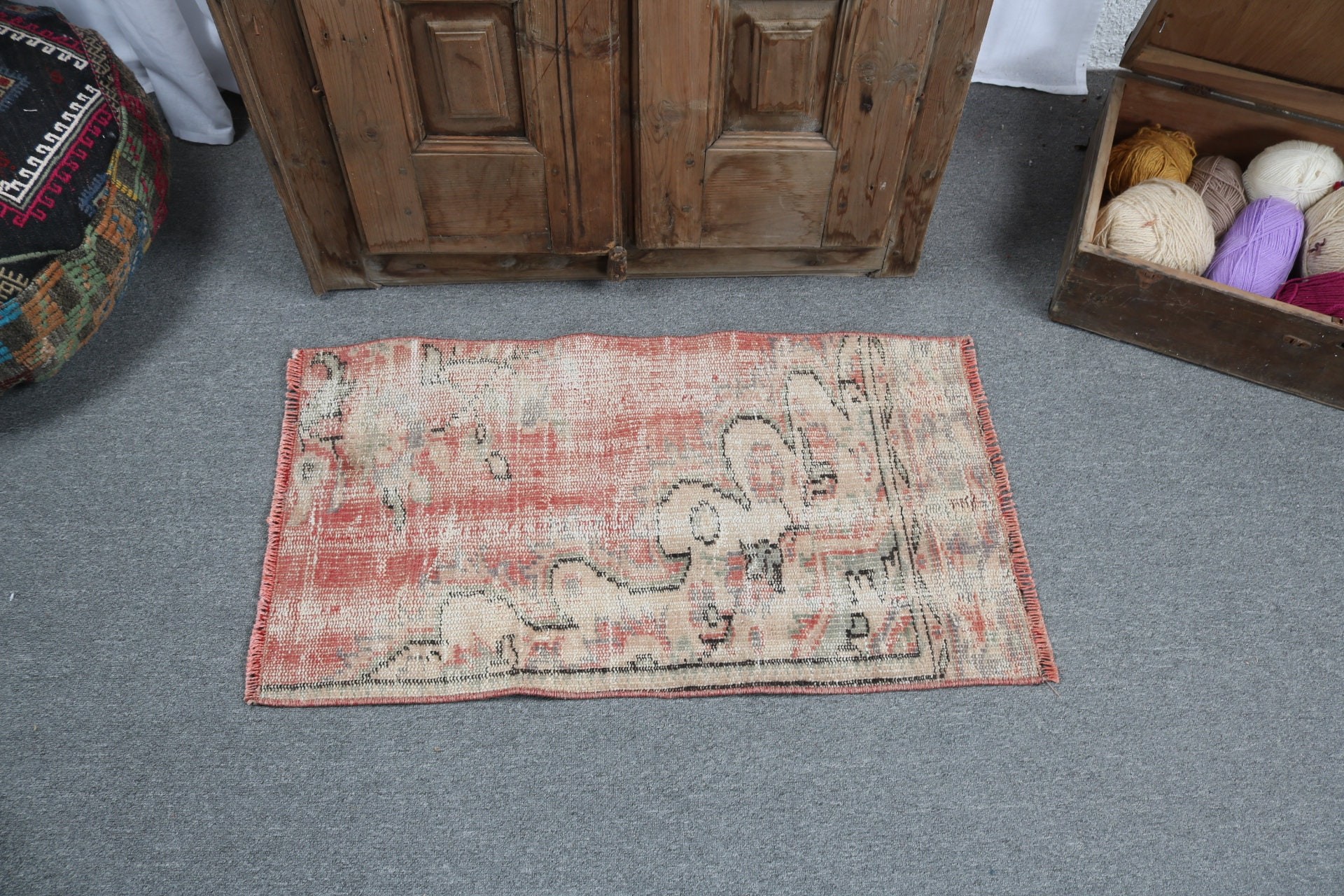 Giriş Halısı, Küçük Alan Halısı, Bej Fas Halıları, Türk Halıları, Vintage Halılar, Boho Halı, Düz Dokuma Halılar, Nötr Halılar, 1,6x3 ft Küçük Halılar