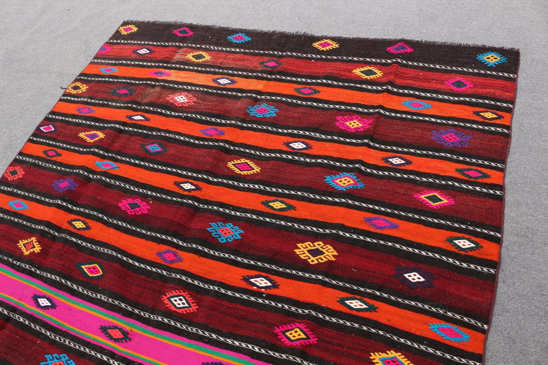 Türk Kilim, Turuncu Renkli Kilim, Oturma odası Kilim, 182x289 cm Salon Kilim, Oturma odası Kilim, Yatak odası Kilim, Anadolu Kilim